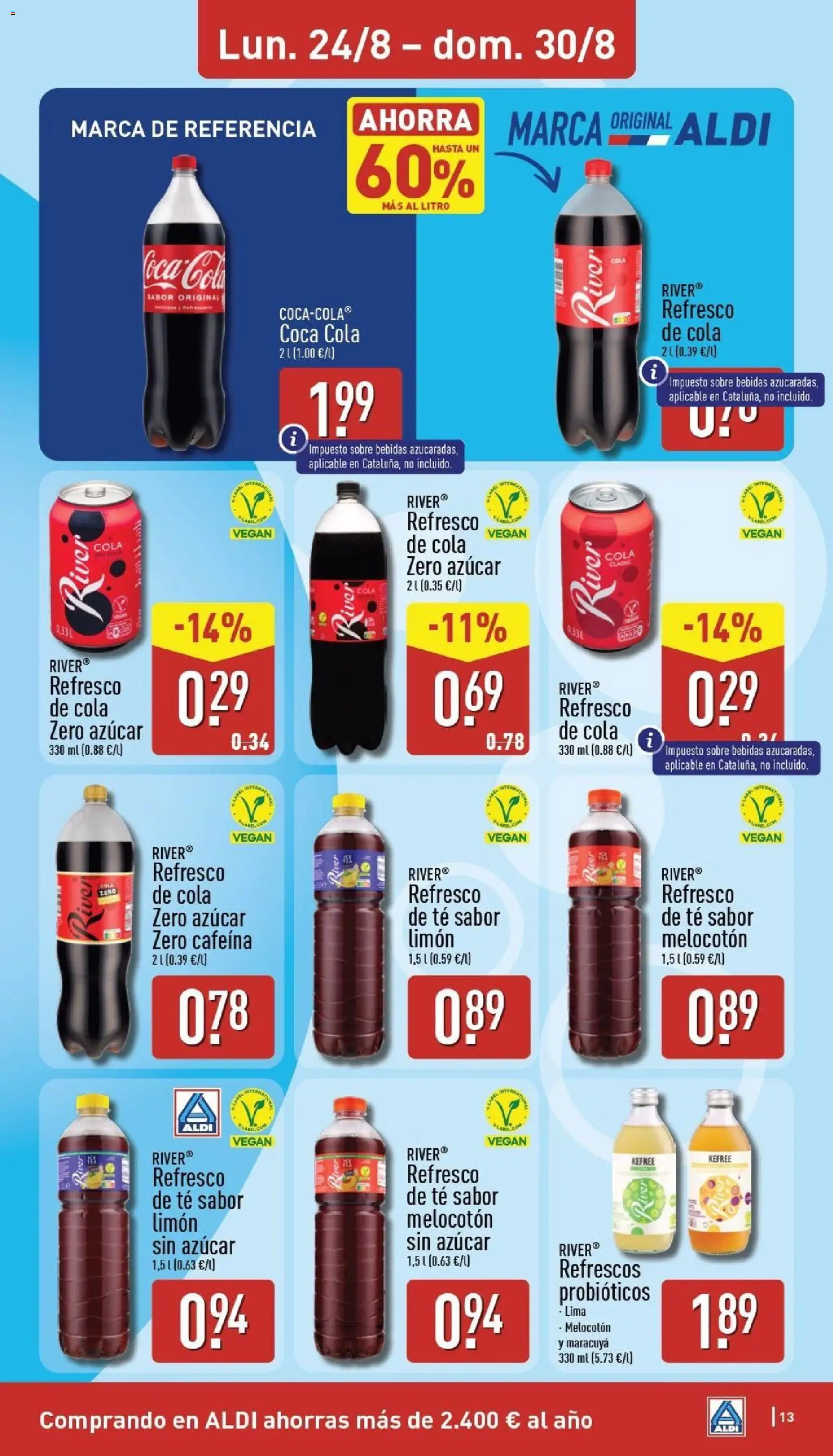 Aldi folleto Península │ válido desde el 24/08/2026 | Página: 13 | Productos: Lima, Probióticos, Coca-Cola, Azúcar