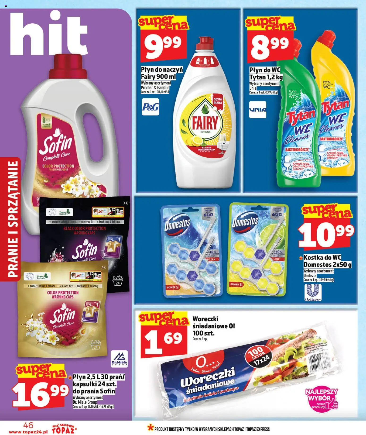 Topaz gazetka - MAZ od 14.05.2026 | Strona: 46 | Produkty: Płyn do naczyń fairy, Cleaner, Domestos, Fairy
