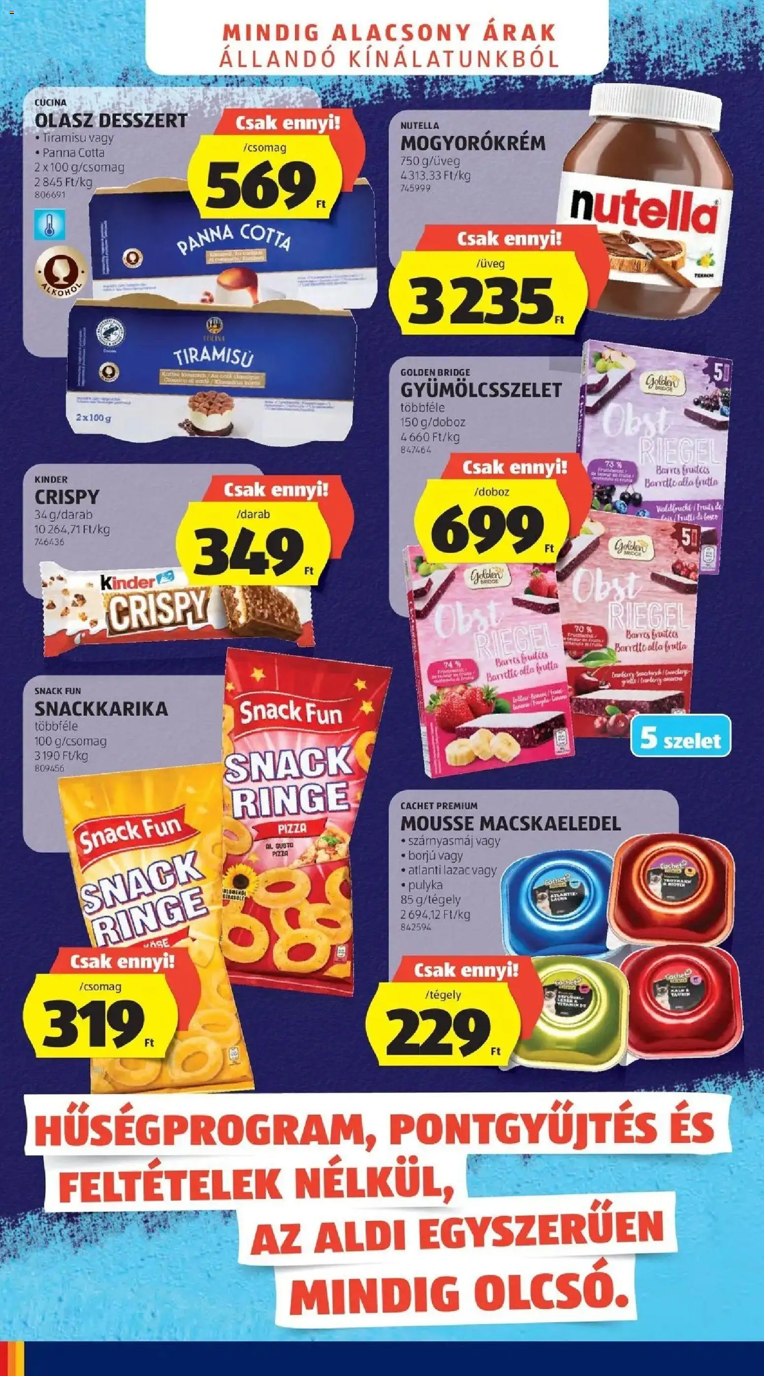 Aldi akciós ujság - amely érvényes a következő dátumtól: 28.05.2026 | Oldal: 4 | Termékek: Tiramisu, Macskaeledel, Lazac, Pizza