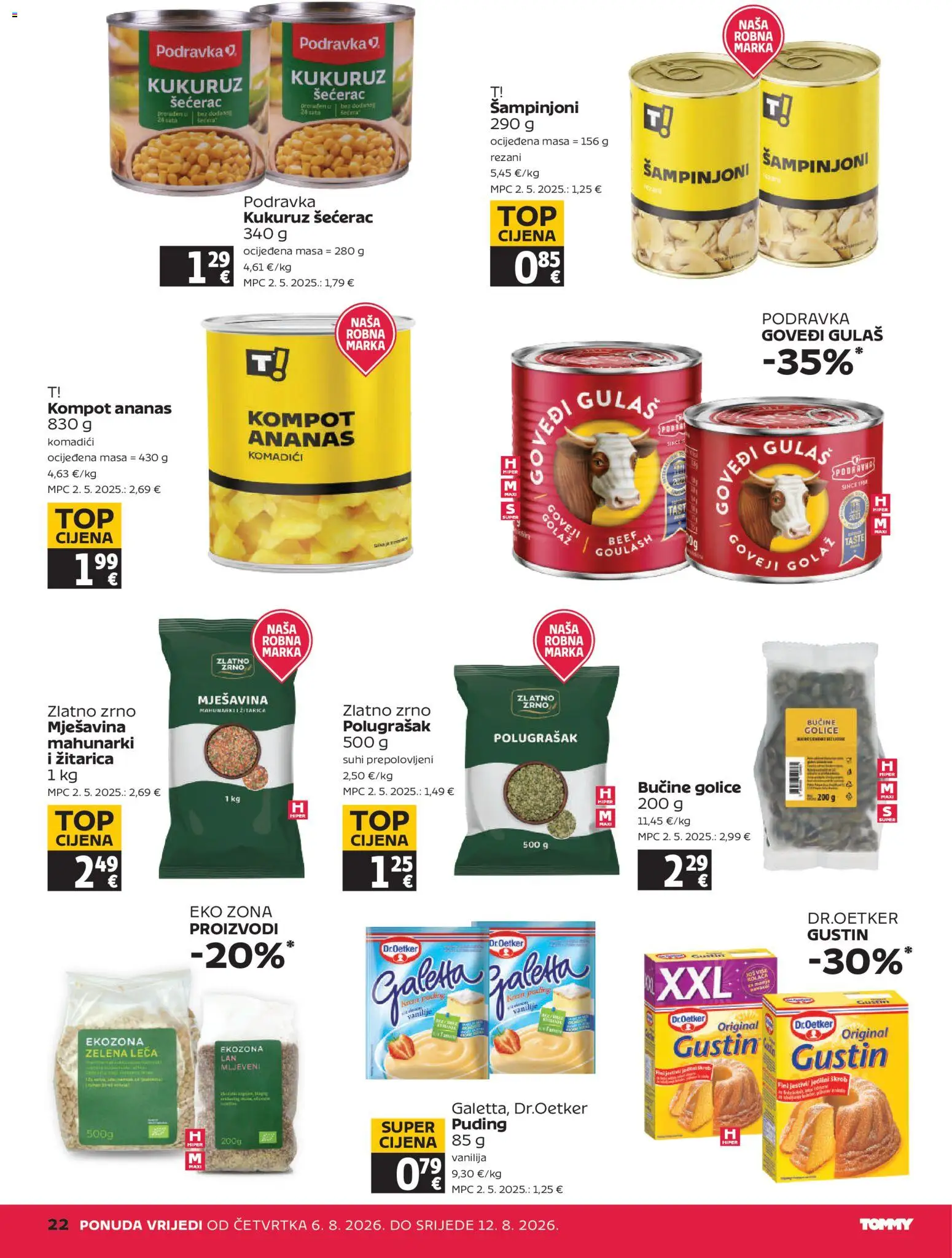 Tommy katalog | vrijedi od 06.08.2026 | Stranica: 22 | Proizvodi: Puding, Podravka, Ananas, Leća