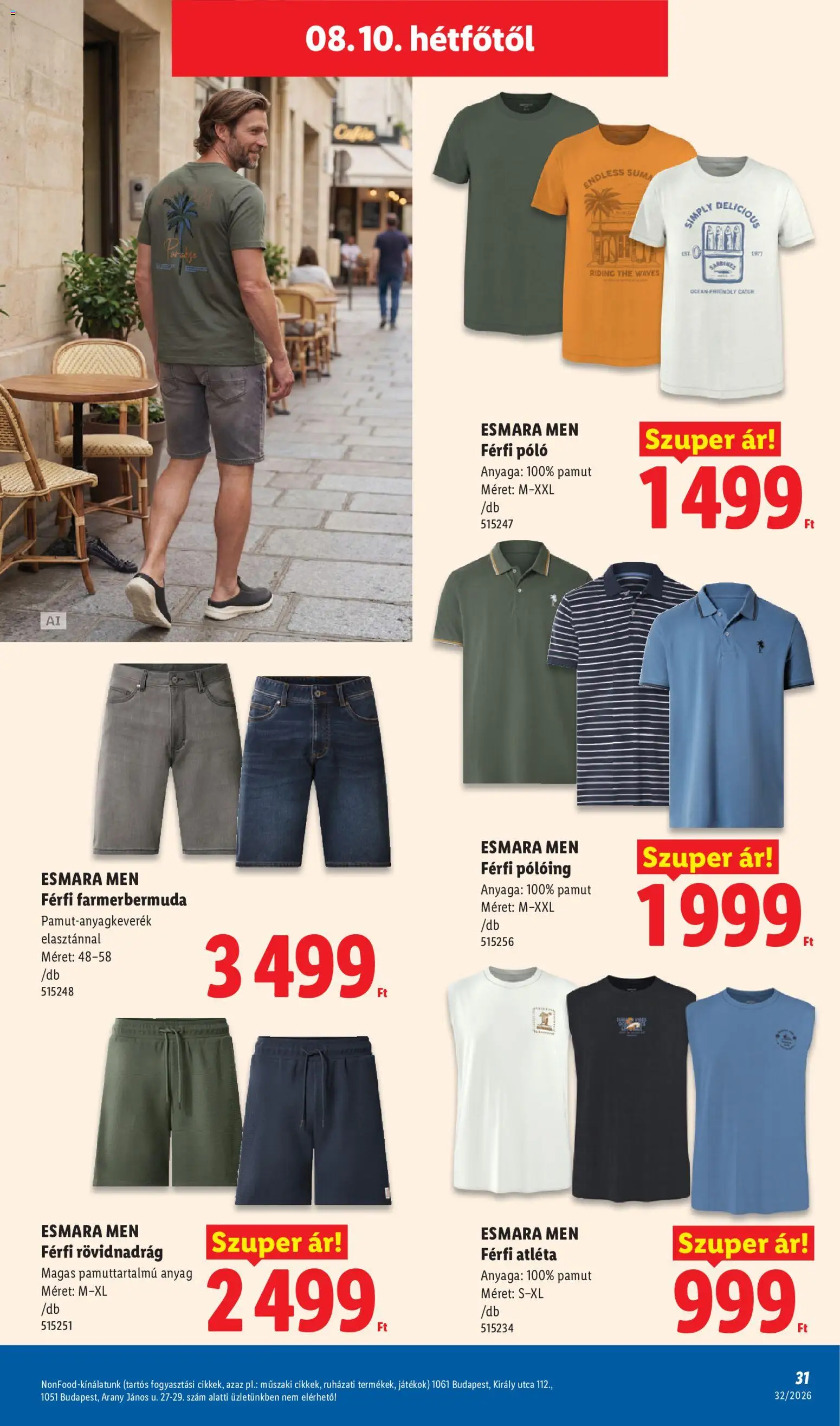 Lidl akciós ujság - amely érvényes a következő dátumtól: 2026.08.06. | Oldal: 29 | Termékek: Atléta, Pólóing, Játékok, Rövidnadrág
