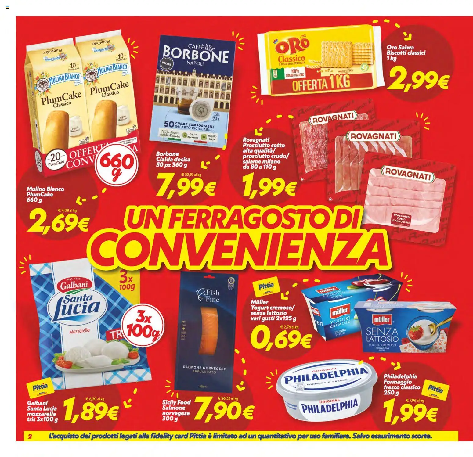 Volantino SuperConveniente del 11/08/2026 | Pagina: 2 | Prodotti: Prosciutto Cotto, Biscotti, Formaggio fresco, Borbone