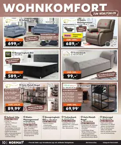 Norma Bestellmagazin September 2026 ab 01.09.2026 gültig | Seite: 10 | Produkte: Weinregal, Boxspringbett, Regal