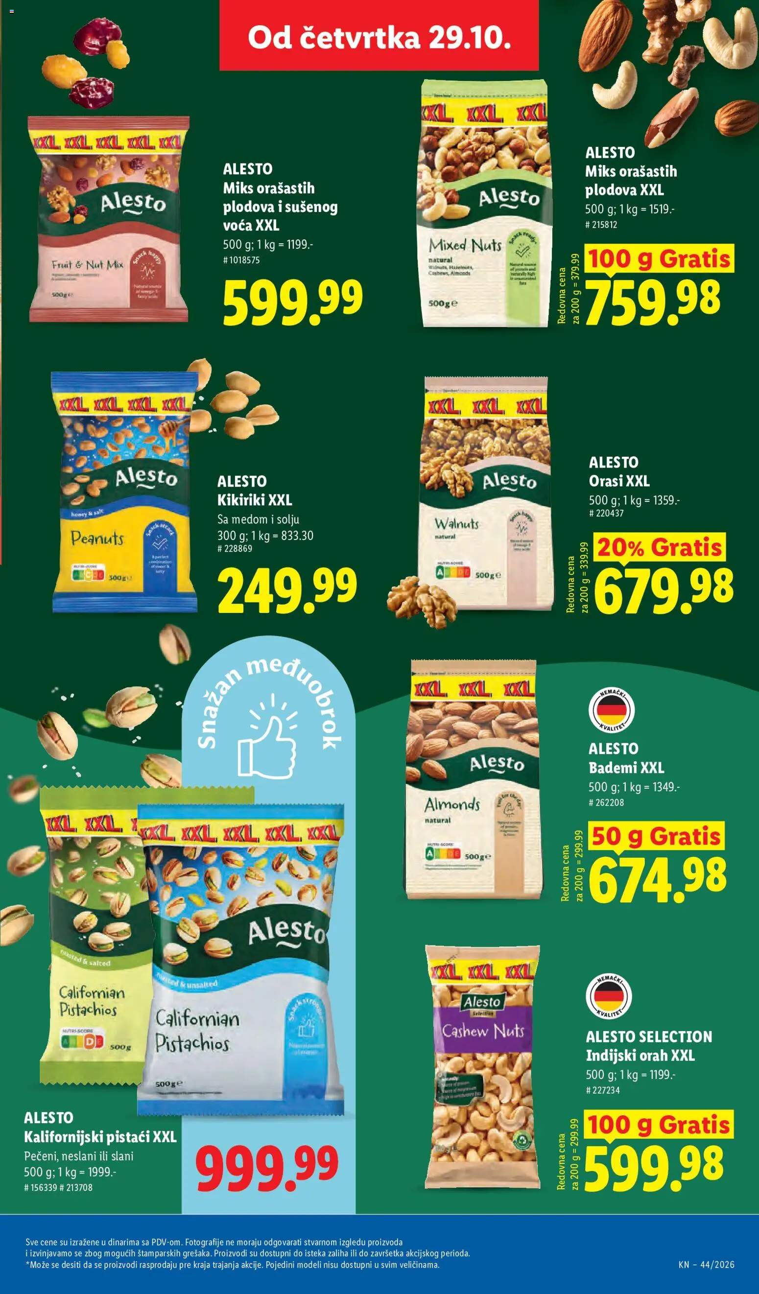 Lidl katalog - važi od 29.10.2026 | Strana: 67 | Proizvode: Orasi, Pistaći, Orah, Kikiriki