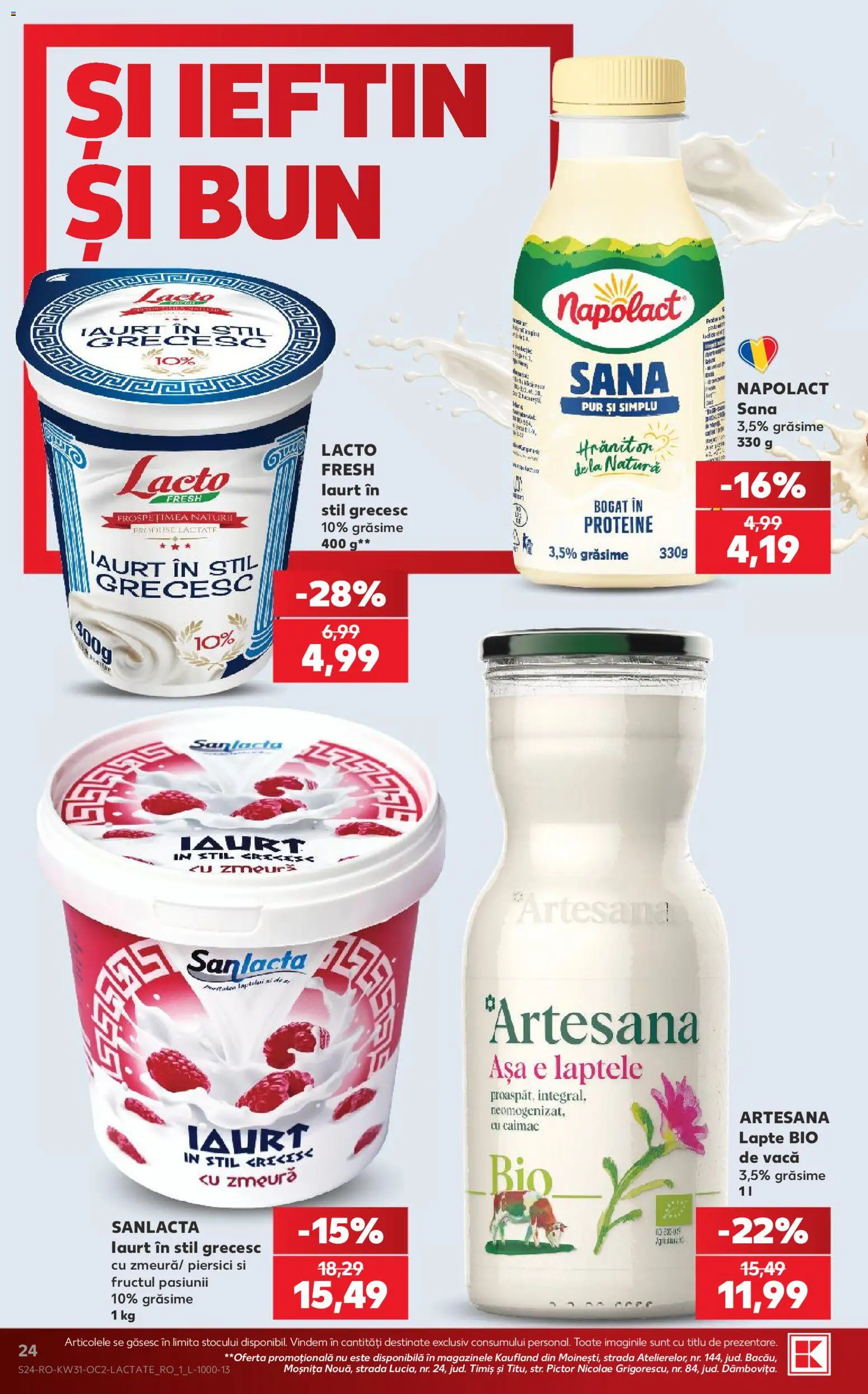 Noul catalog Kaufland – valabil de la 29.07.2026 | Pagină: 24 | Produse: Şerit ödül, Masaüstü kılıfı, Lapte, Iaurt