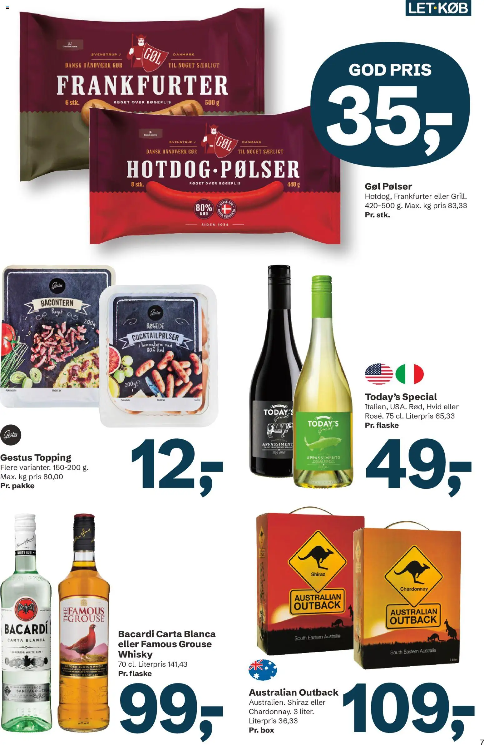 LETKØB tilbudsavis – gyldig fra 19/10/2026 | Side: 7 | Produkter: Pølser, Cocktailpølser, Whisky