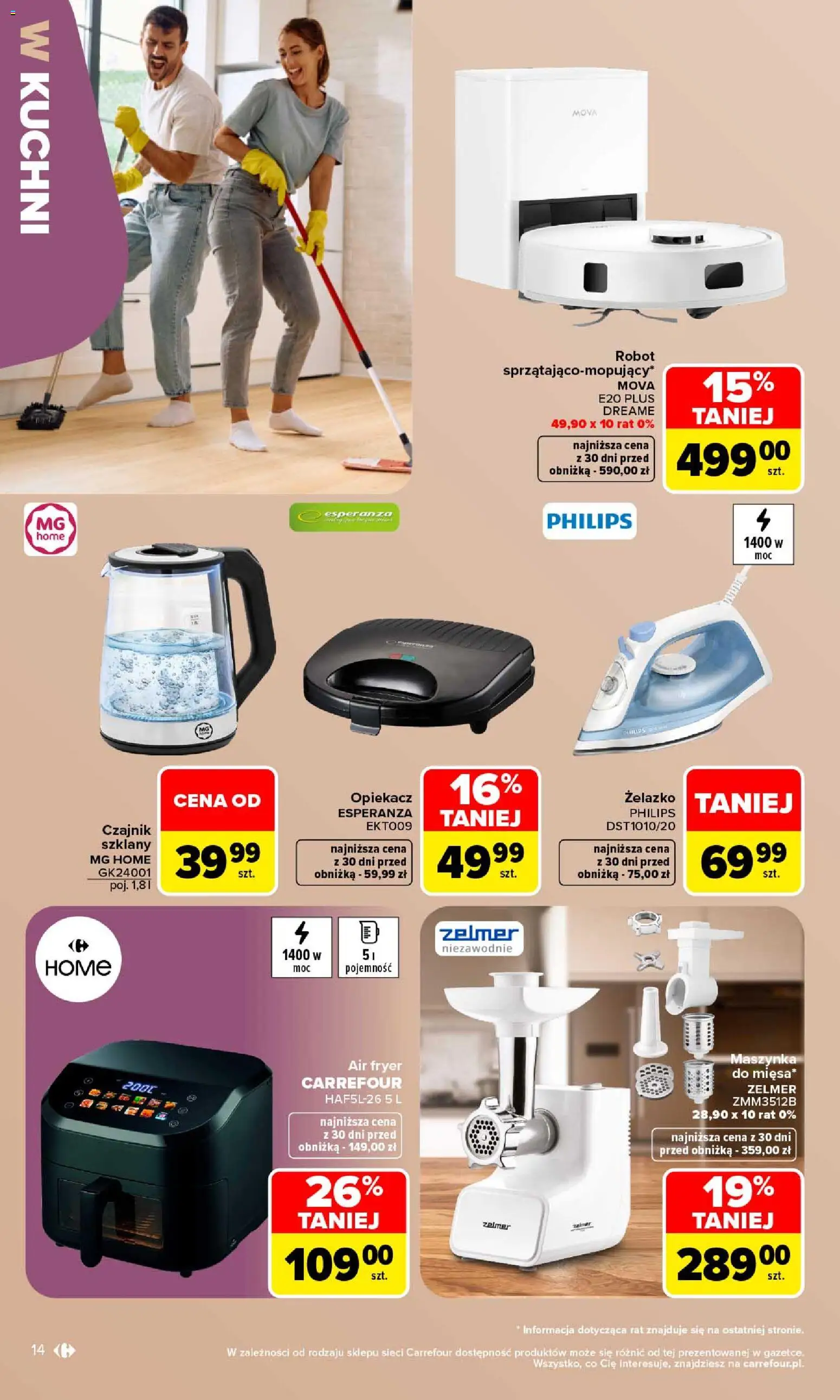 Carrefour gazetka - Stylowy dom od 07.09.2026 | Strona: 14 | Produkty: Żelazko, Czajnik, Robot, Opiekacz