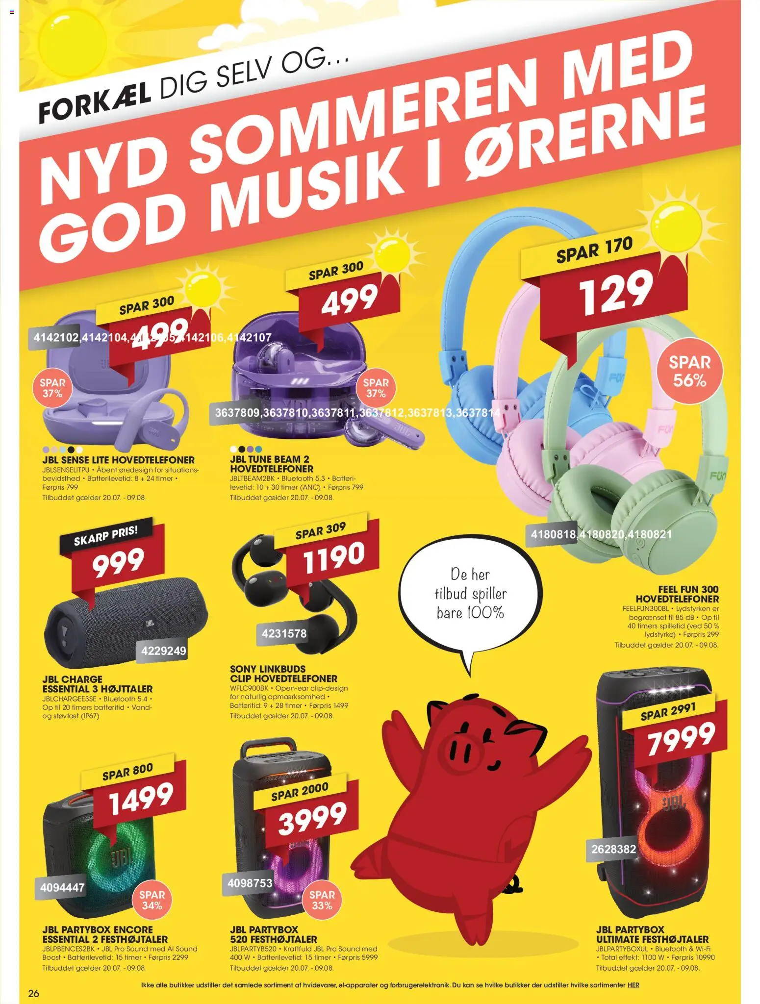 Punkt1 tilbudsavis – gyldig fra 20/07/2026 | Side: 26 | Produkter: Hovedtelefoner, Højttaler, Batteri
