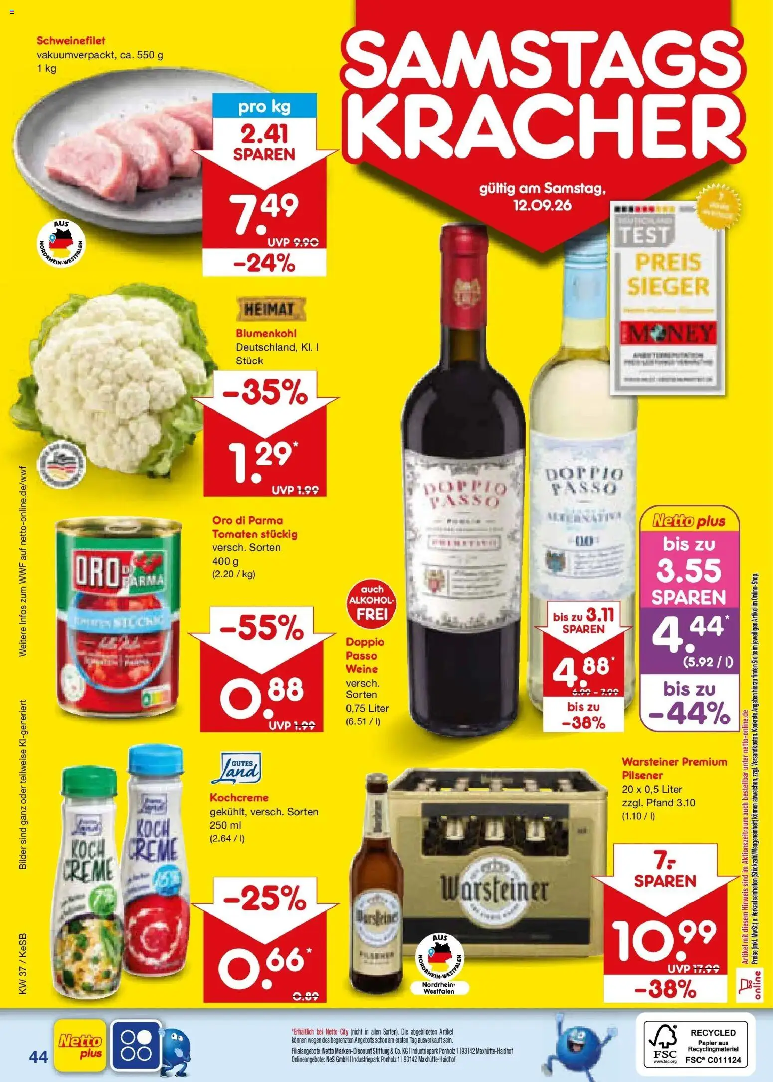 Netto Marken-Discount Prospekt Kruft – gültig ab 07.09.2026 | Seite: 62 | Produkte: Tomaten, Oro di parma, Bilder, Blumenkohl