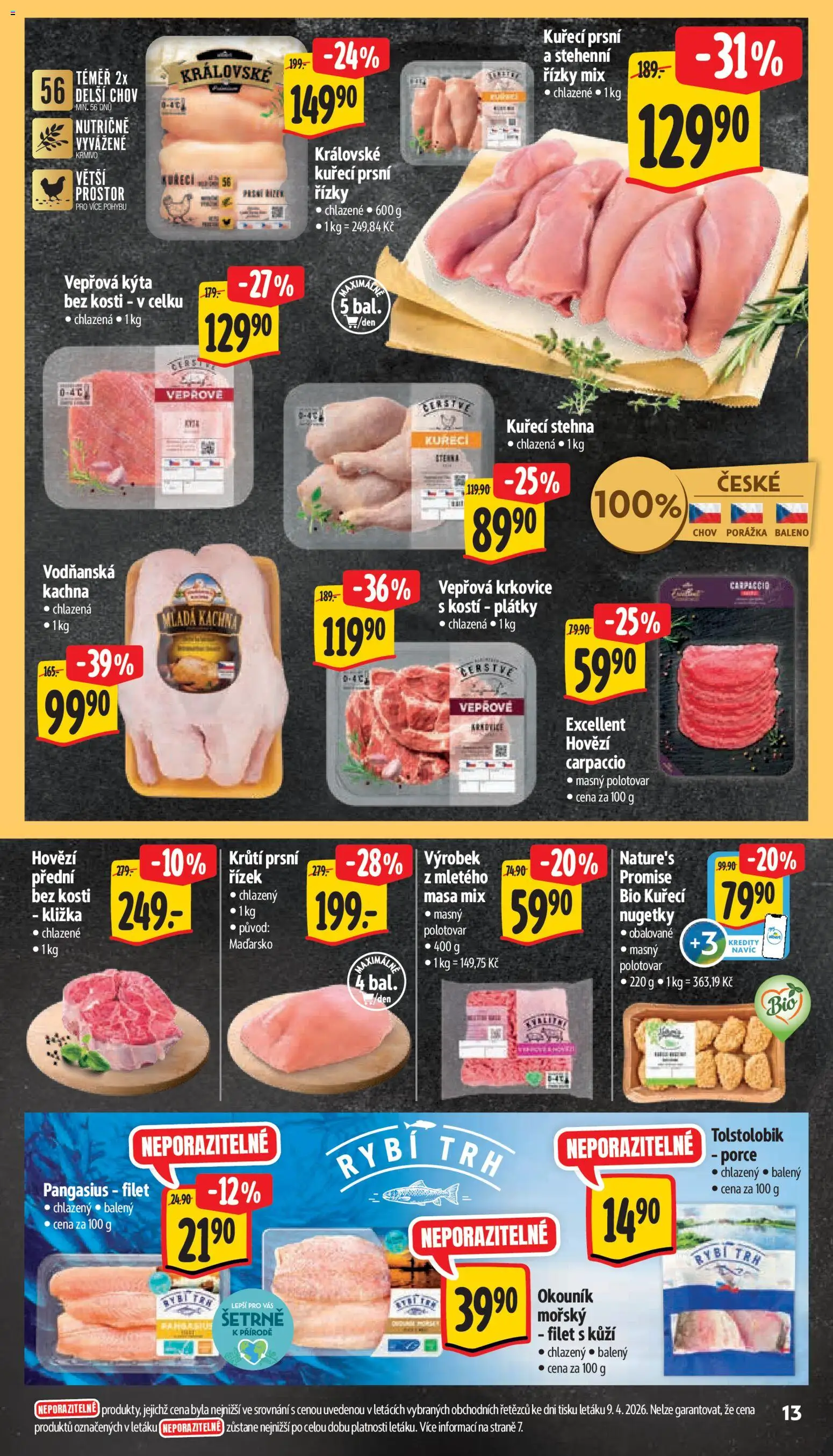 Albert leták - Supermarket od 15.04.2026 | Strana: 21 | Produkty: Hovězí carpaccio, Filet, Krkovice, Kuřecí stehna