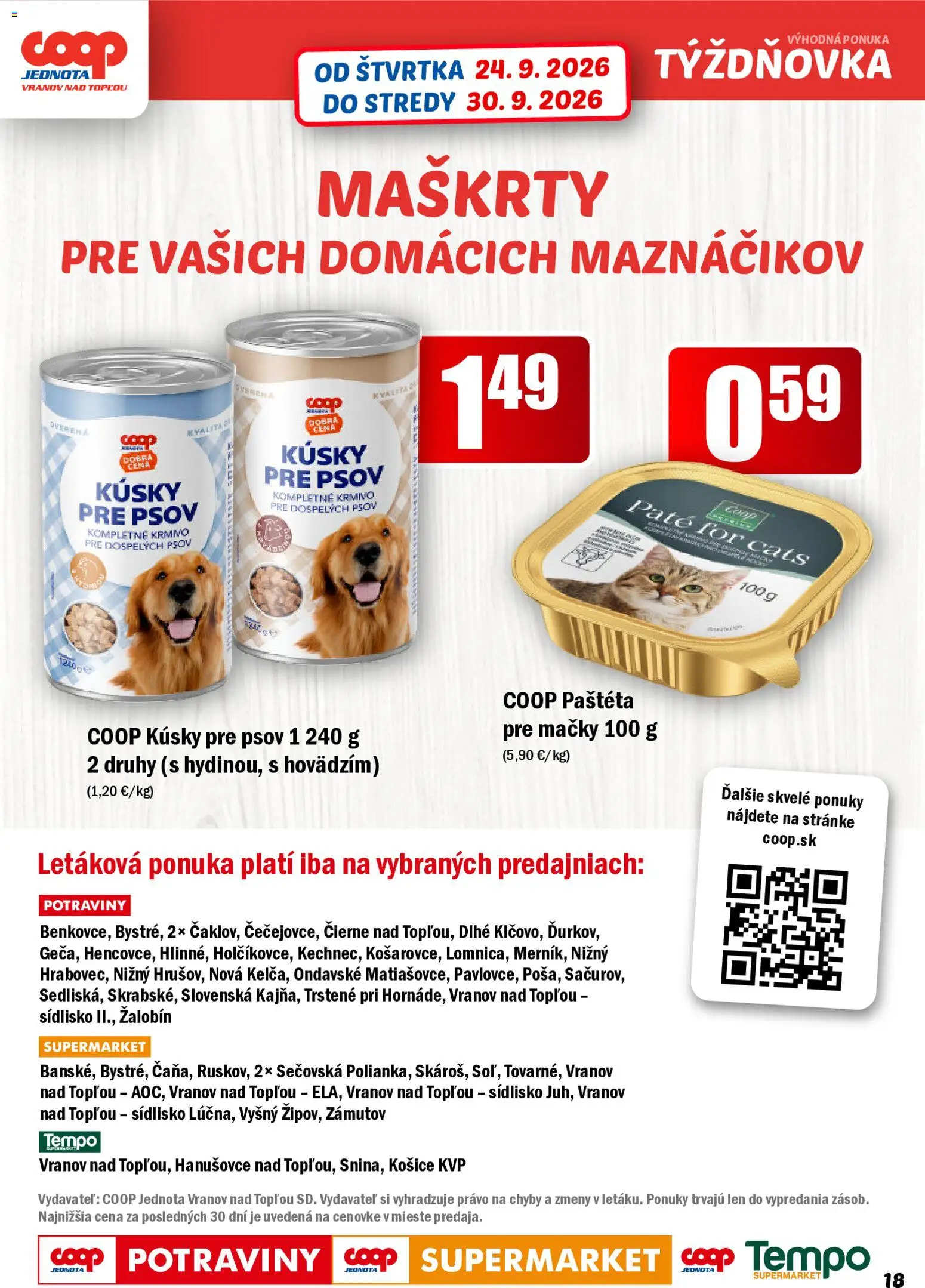 Nové COOP Jednota akcie – leták je platný od 24.09.2026 | Strana: 18 | Produkty: Paštéta