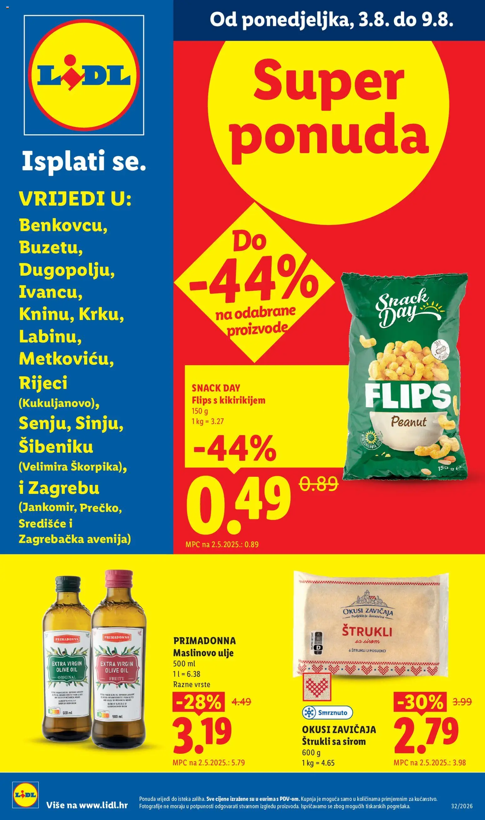 Lidl katalog | vrijedi od 03.08.2026 | Stranica: 1 | Proizvodi: Flips, Ulje, Maslinovo ulje