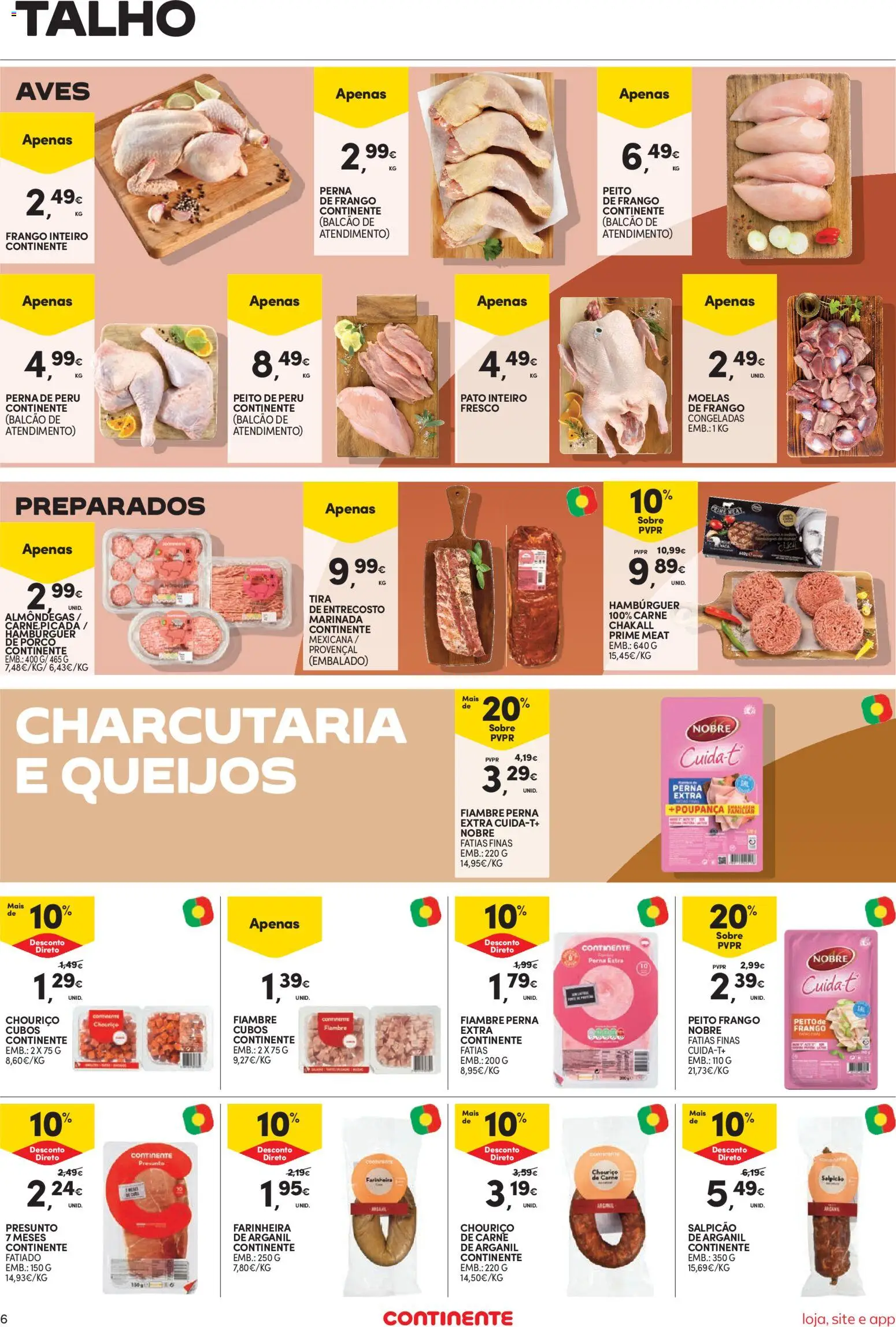 Continente Semanal Continente Bom Dia │ válido de 07/07/2026 | Página: 8 | Produtos: Peito de peru, Carne picada, Chouriço, Carne