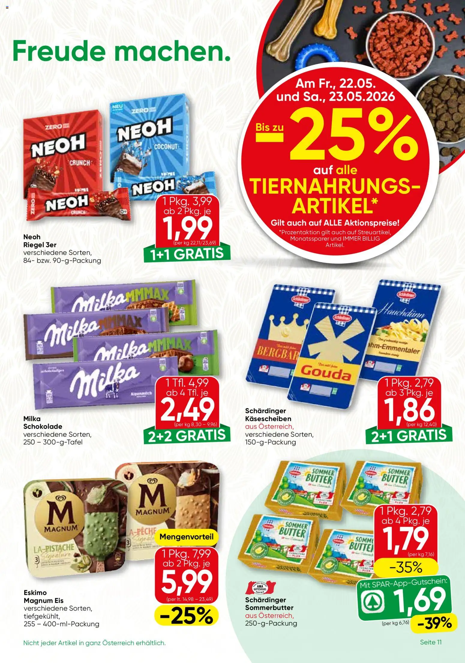 SPAR Gourmet Flugblatt gültig ab 21.05.2026 | Seite: 11 | Produkte: Eis, Butter, Schokolade