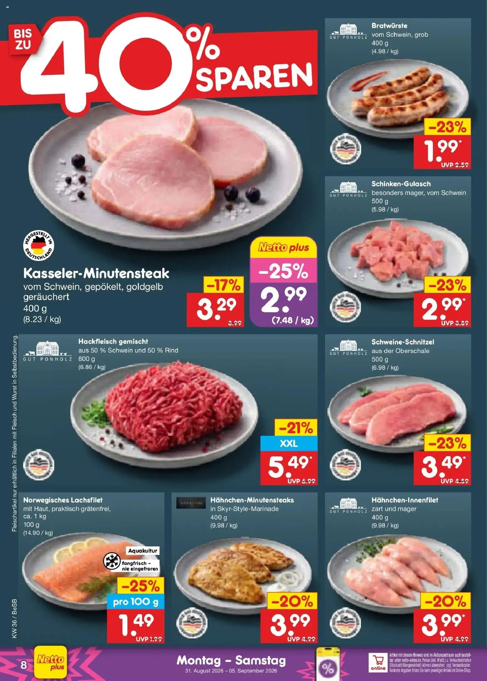 Netto Marken-Discount Prospekt Kremmen (ab 31.08.2026) » Angebote | Seite: 10 | Produkte: Wurst, Fleisch, Hackfleisch