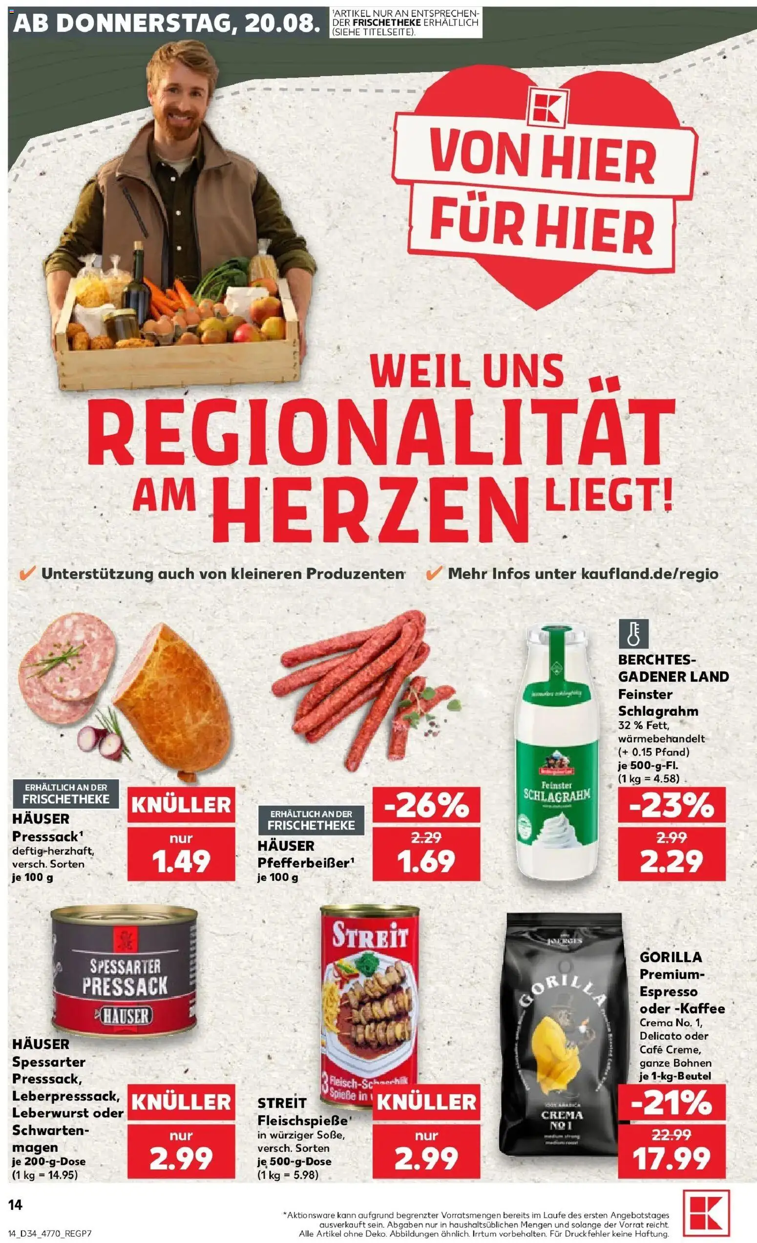 Prospekt Kaufland ab 20.08.2026 » Angebote Online zum Blättern | Seite: 14 | Produkte: Kaffee
