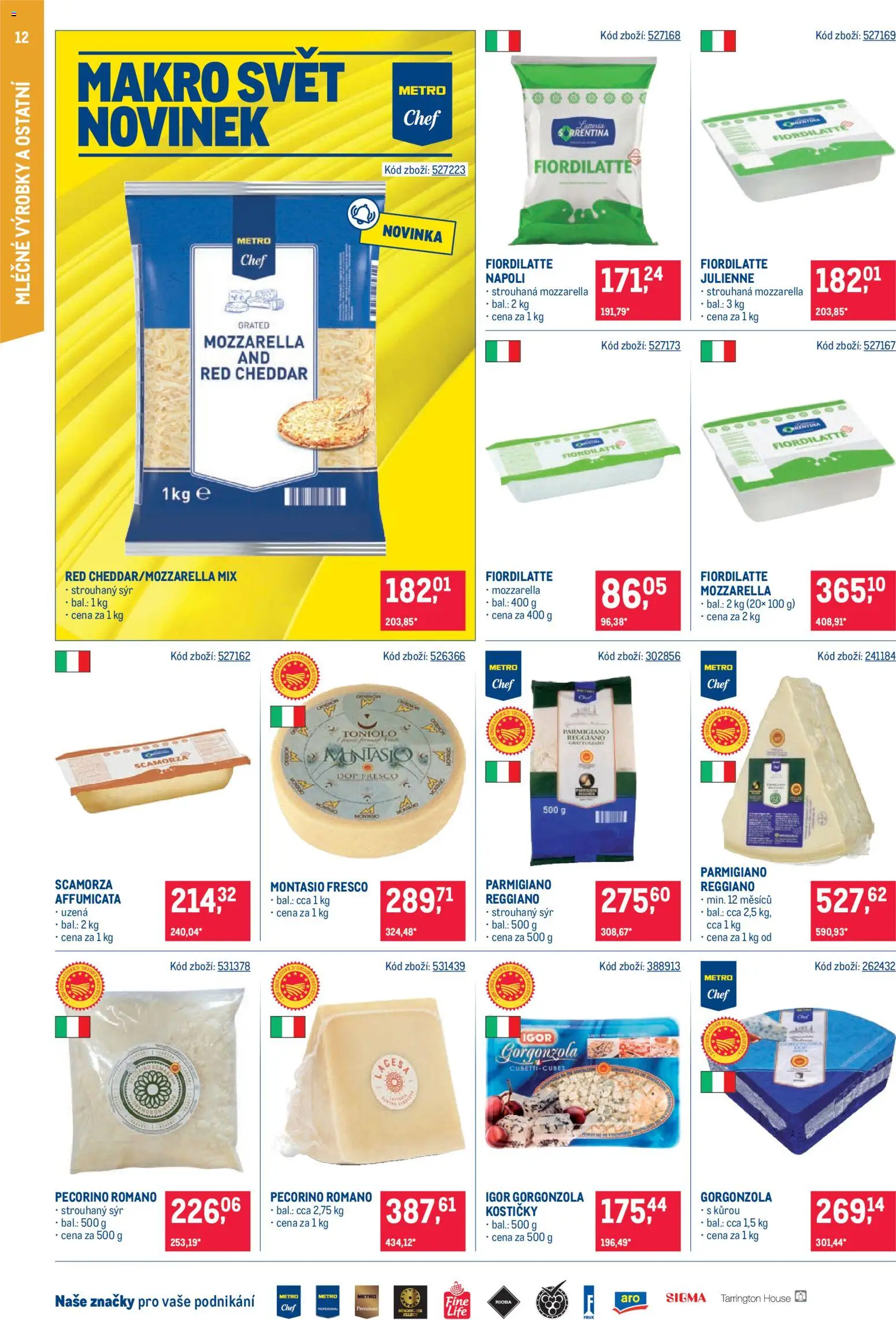 Makro leták - Gastronomie distribuce od 11.08.2026 | Strana: 12 | Produkty: Sýr, Pecorino, Mozzarella, Parmigiano Reggiano