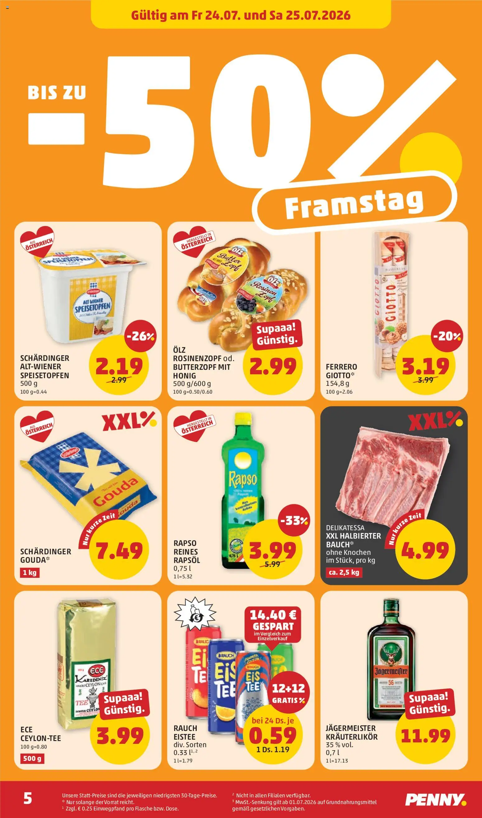 Penny Markt Flugblatt gültig ab 23.07.2026 | Seite: 5 | Produkte: Eis, Rosinen, Butter
