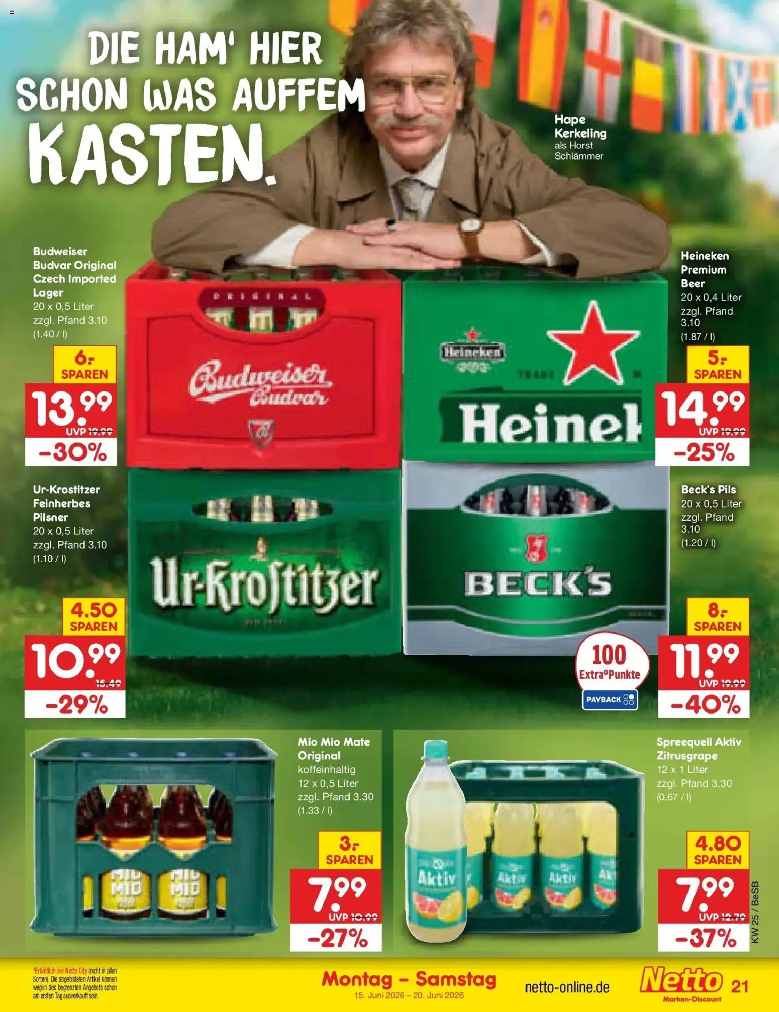 Netto Marken-Discount Prospekt Kremmen – gültig ab 14.06.2026 | Seite: 27 | Produkte: Pils, Mio mio mate, Heineken, Budweiser