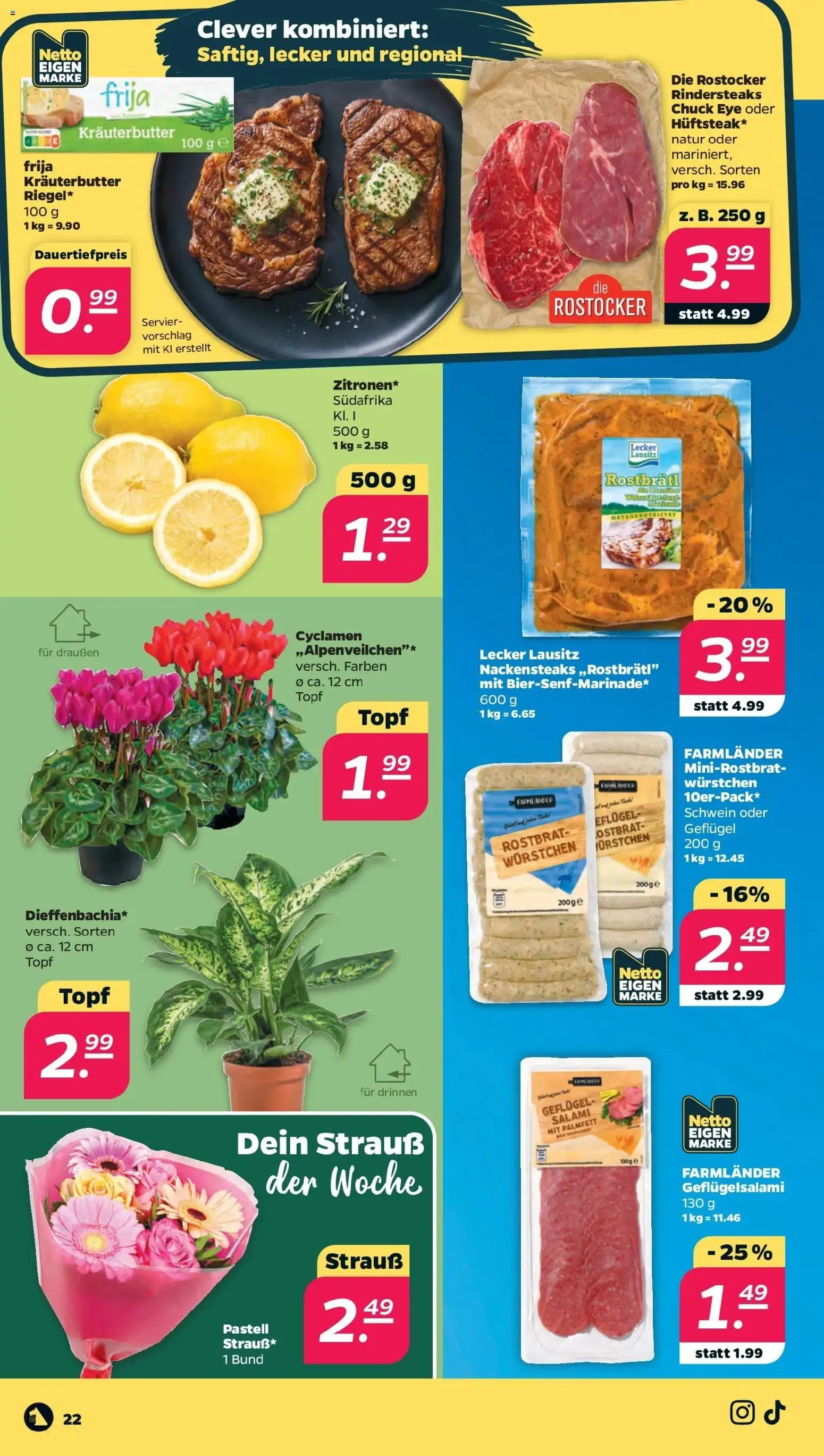 Netto - Netto APS : Wochenangebote ab 17.08.2026 → Angebote nächste Woche | Seite: 26 | Produkte: Nackensteaks, Kräuterbutter, Salami