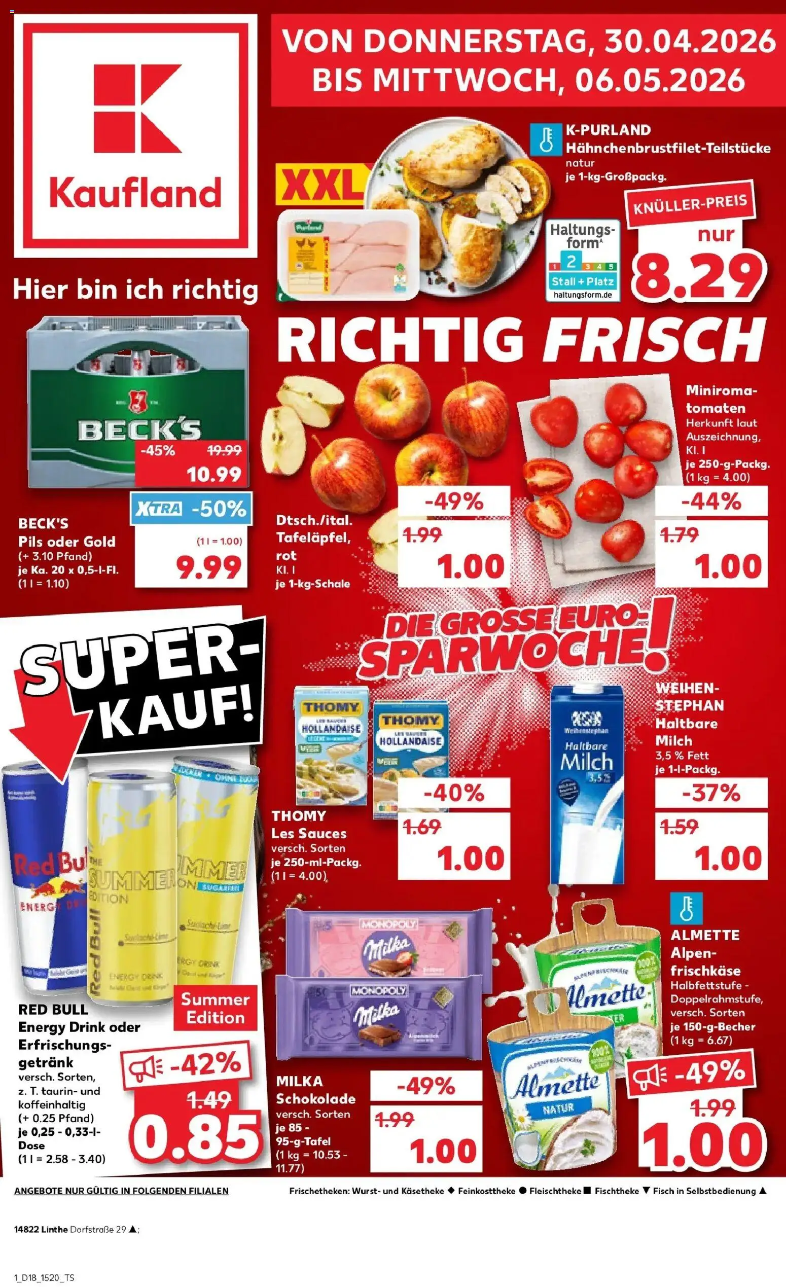 Prospekt Kaufland ab 30.04.2026 » Angebote Online zum Blättern | Seite: 1 | Produkte: Almette, Milch, Energy, Tomaten