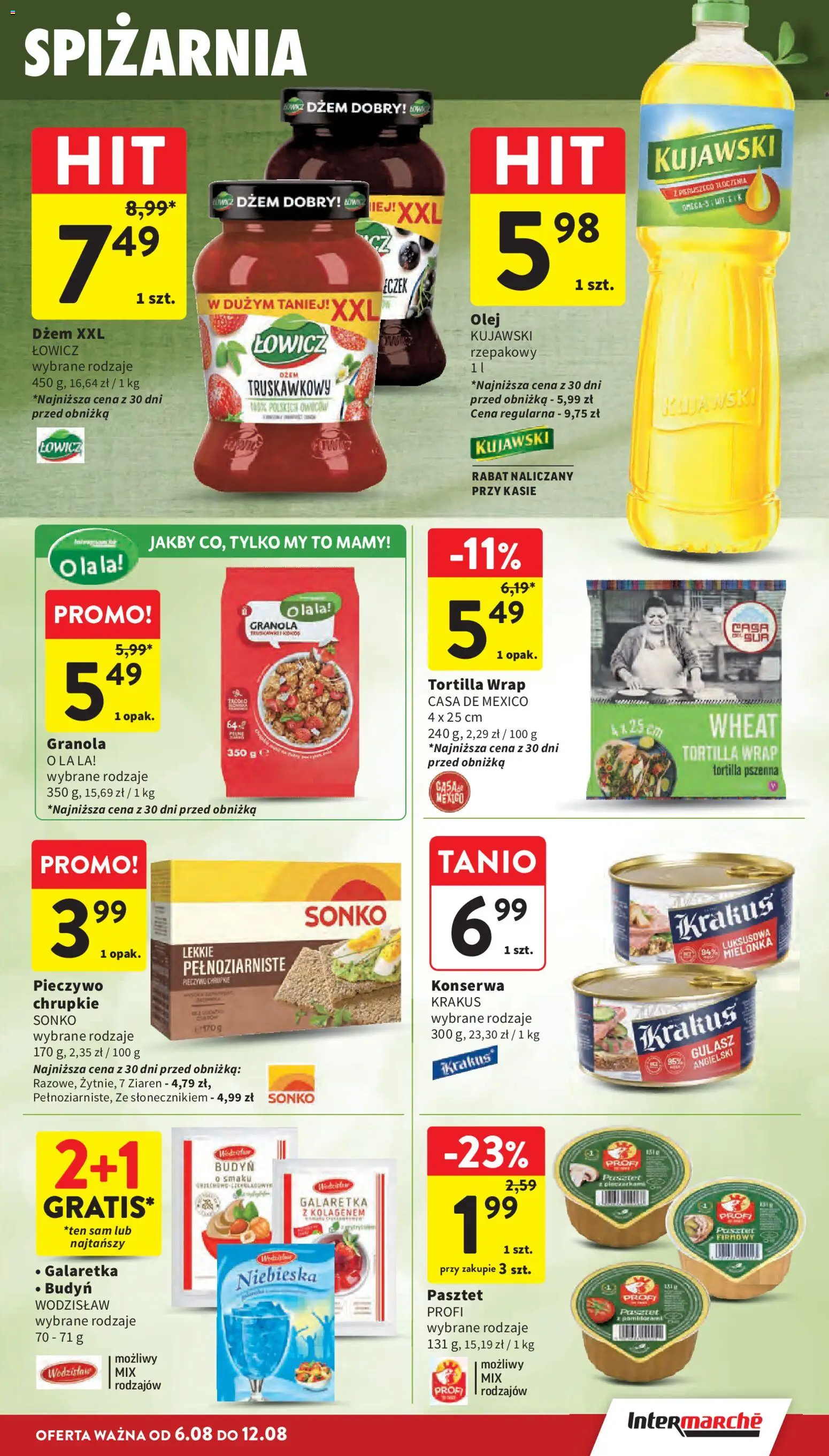 Intermarche gazetka od 06.08.2026 | Strona: 29 | Produkty: Pieczywo, Granola, Tortilla, Gulasz