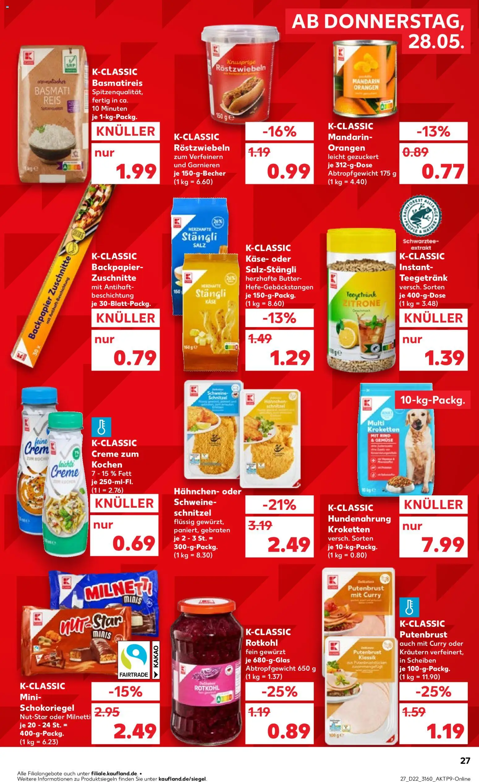 Kaufland Prospekt Rostock – gültig ab 28.05.2026 | Seite: 27 | Produkte: Butter, Schnitzel, Salz, Reis