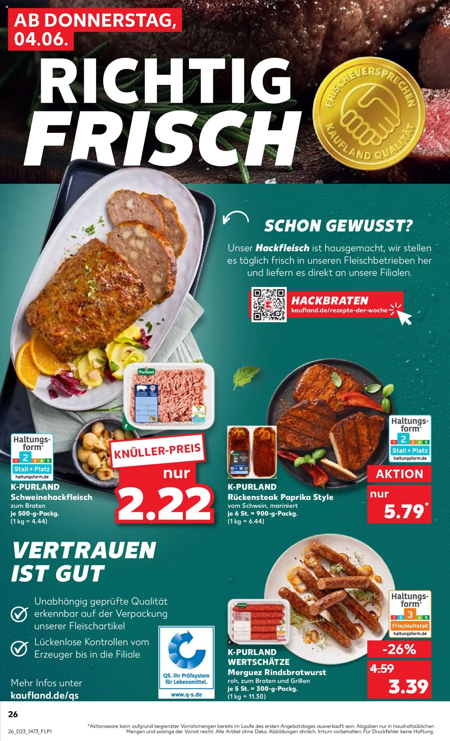 Kaufland Prospekt Frankfurt (Oder) – gültig ab 04.06.2026 | Seite: 26 | Produkte: Paprika, Steak, Hackfleisch