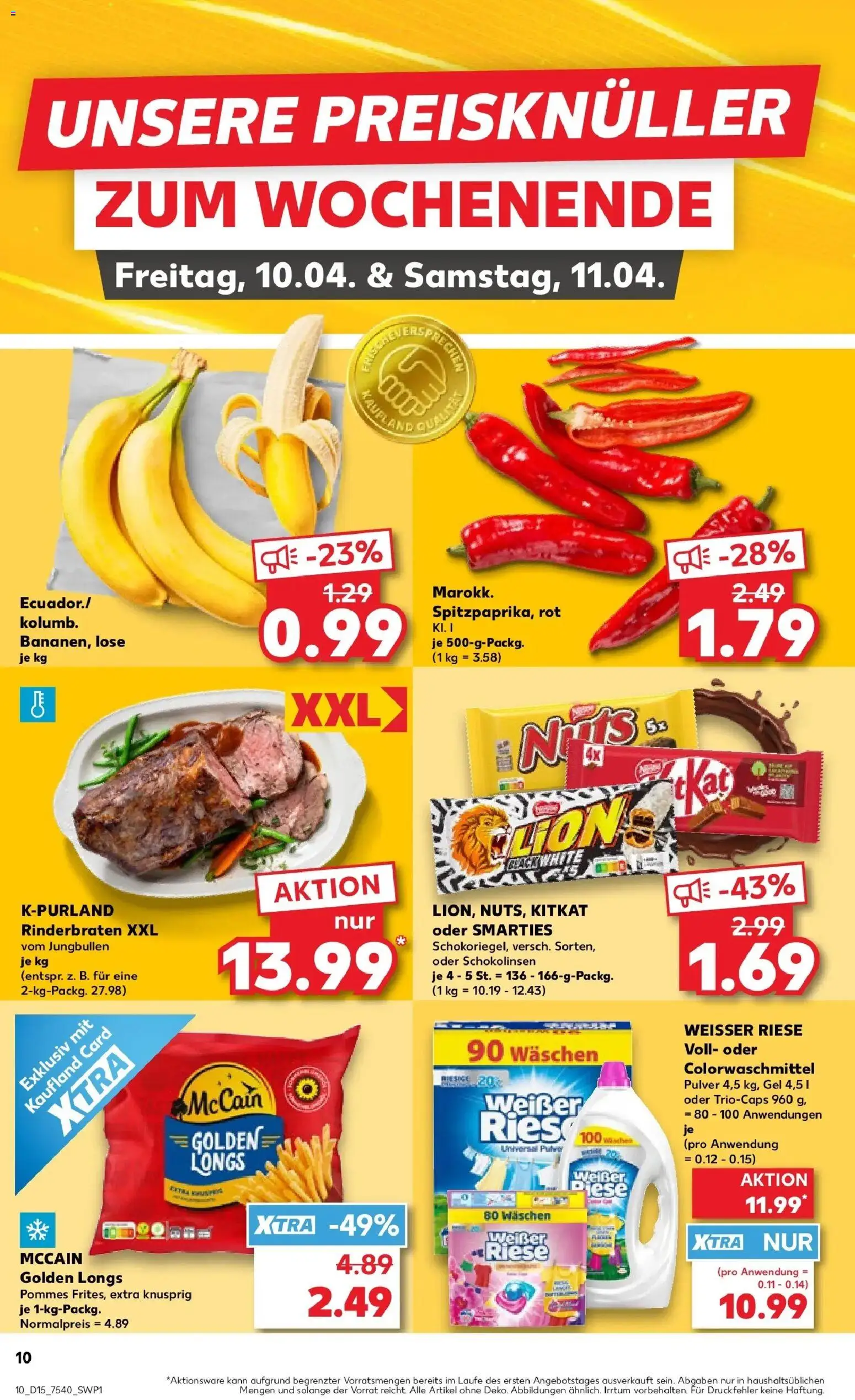 Kaufland Prospekt Oschersleben (Bode)	 – gültig ab 08.04.2026 | Seite: 10 | Produkte: Rinderbraten, Smarties, Pommes, McCain