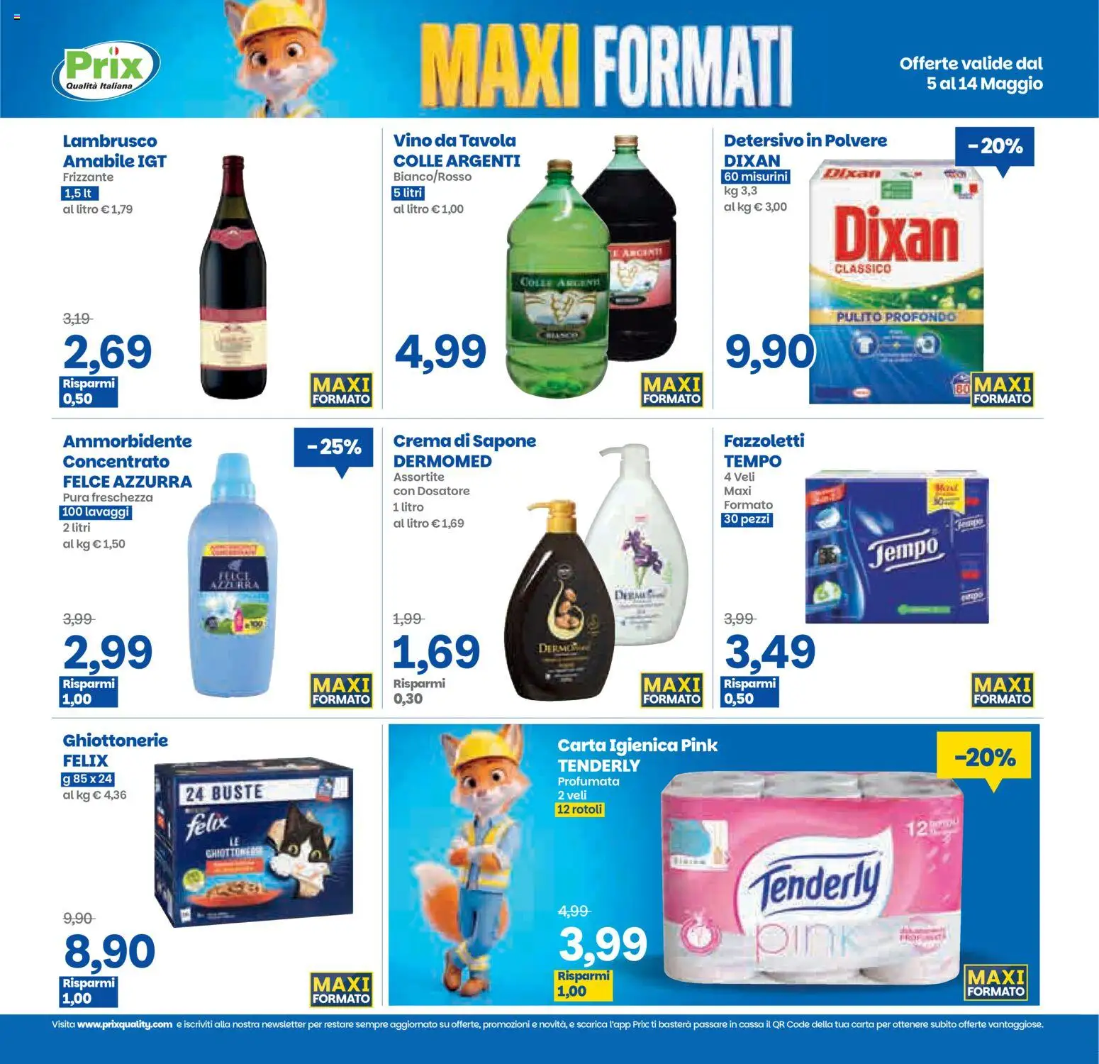 Volantino Prix del 05.05.2026 | Pagina: 6 | Prodotti: Carta igienica, Detersivo in polvere, Ammorbidente, Vino
