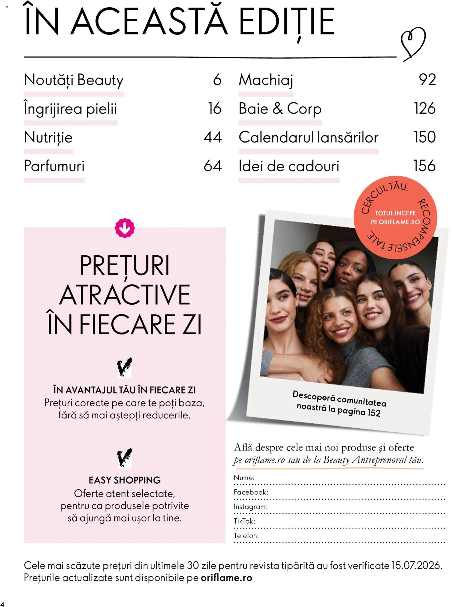 Noul catalog Oriflame – valabil de la 30.09.2026 | Pagină: 4 | Produse: Telefon, Machiaj
