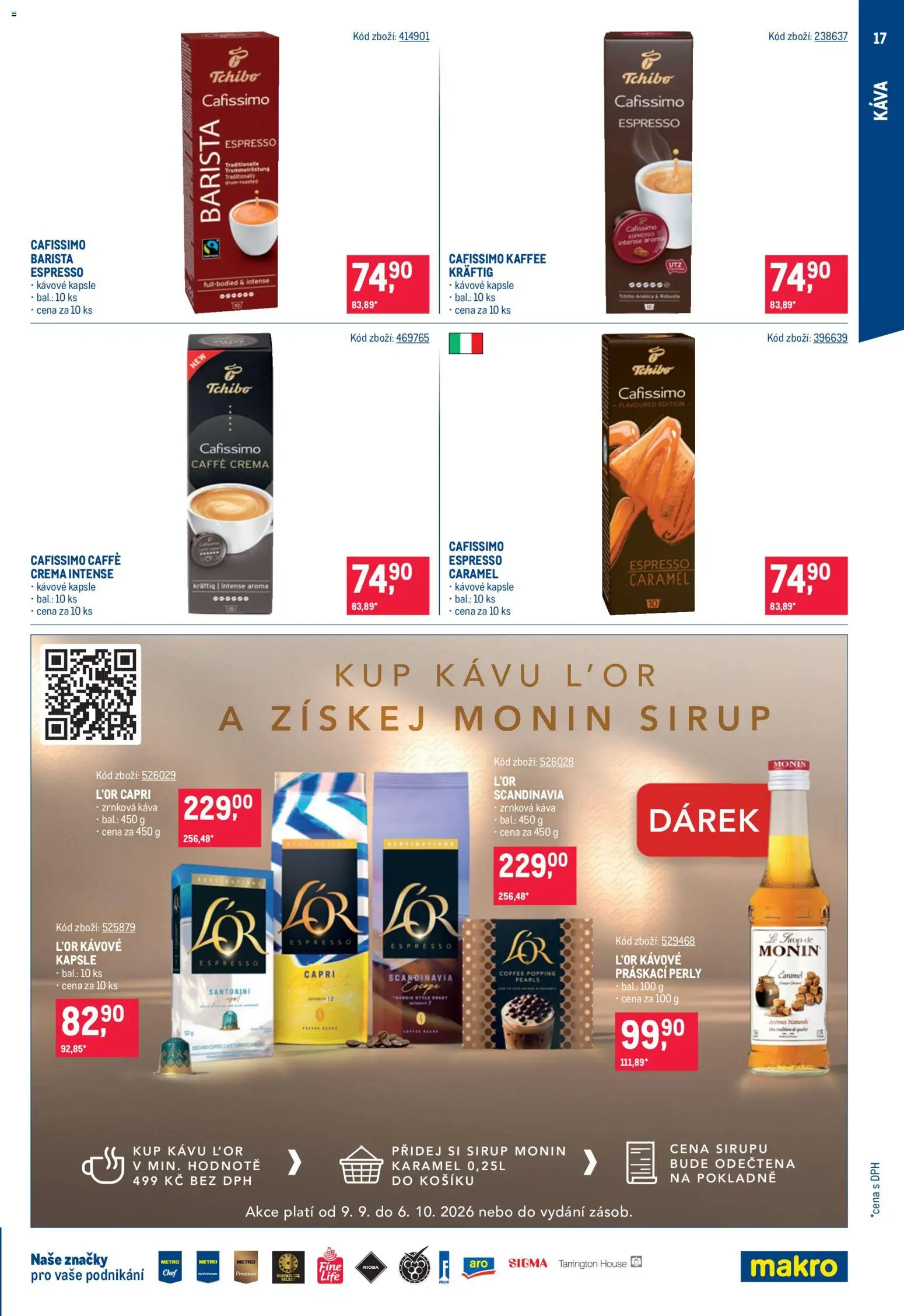 Makro leták - Káva od 09.09.2026 | Strana: 17 | Produkty: Tchibo, Sirup, Crema, Cafissimo