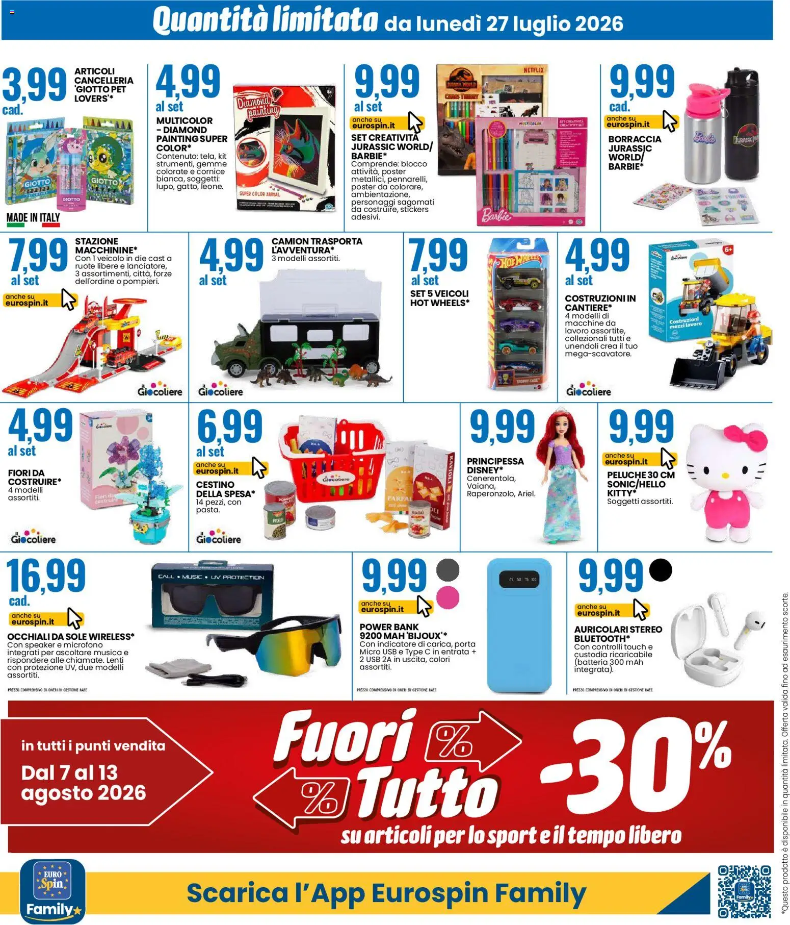Volantino Eurospin del 27/07/2026 | Pagina: 16 | Prodotti: Occhiali, Ravioli, Speaker, Cestino