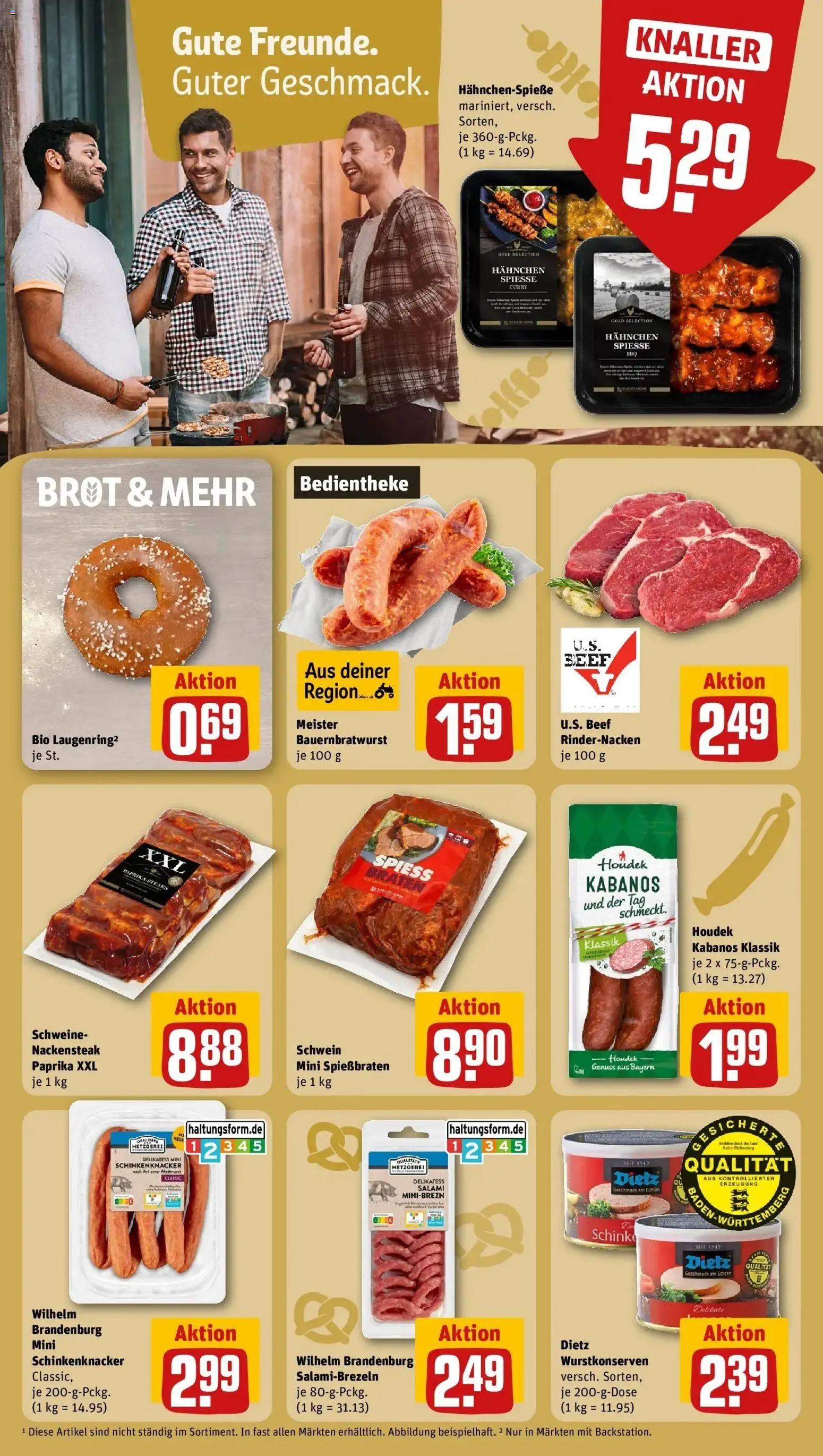 REWE Prospekt ab 14.09.2026 zum Blättern » Angebote | Seite: 21 | Produkte: Hahnchen, Spieße, Brot, Salami