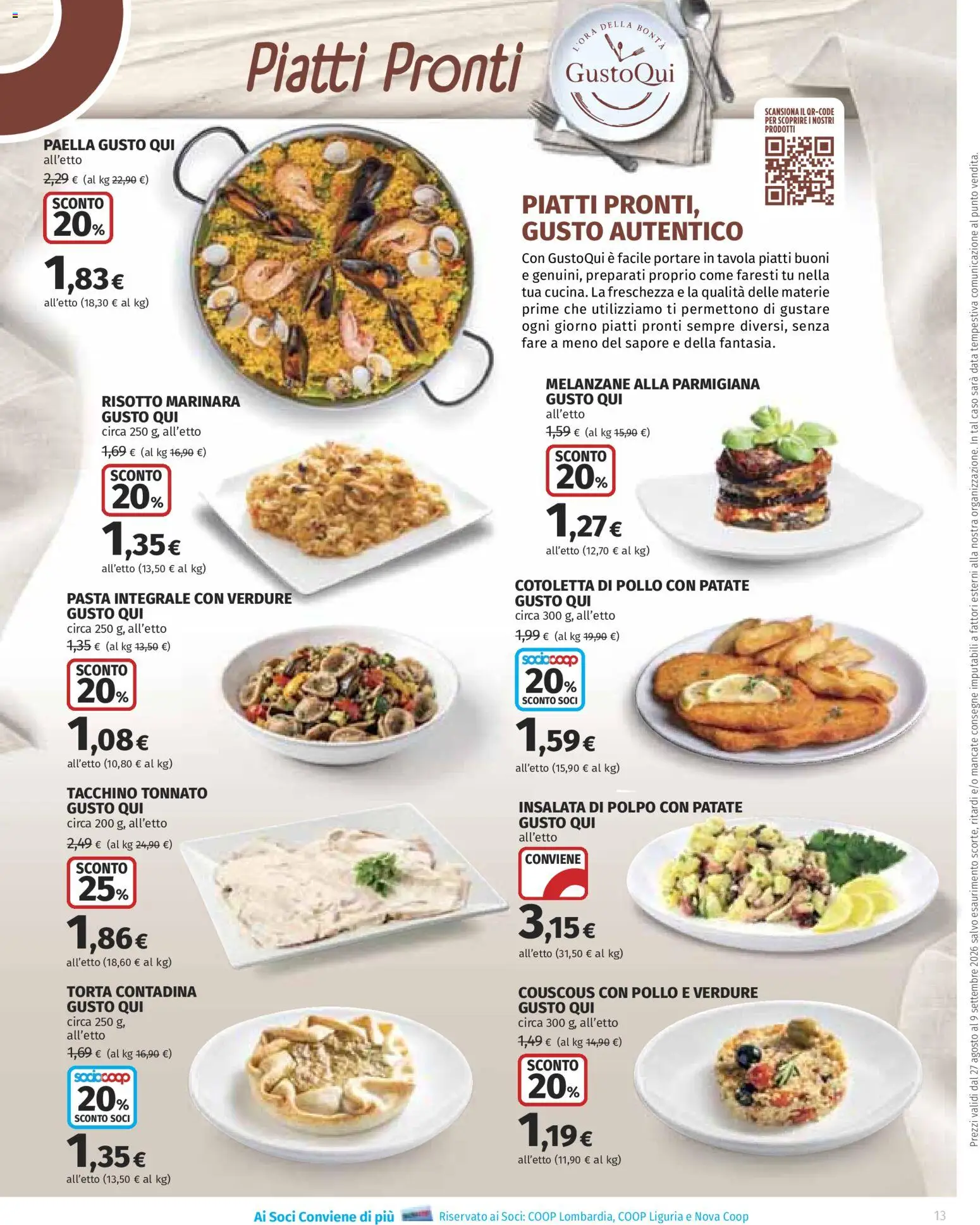 Volantino Ipercoop del 27/08/2026 | Pagina: 13 | Prodotti: Piatti pronti, Patate, Verdure, Data