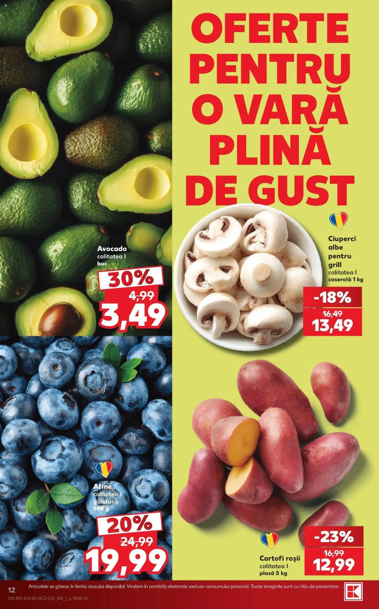 Noul catalog Kaufland – valabil de la 22.07.2026 | Pagină: 12 | Produse: Ciuperci, Roșii, Avocado, Cartofi