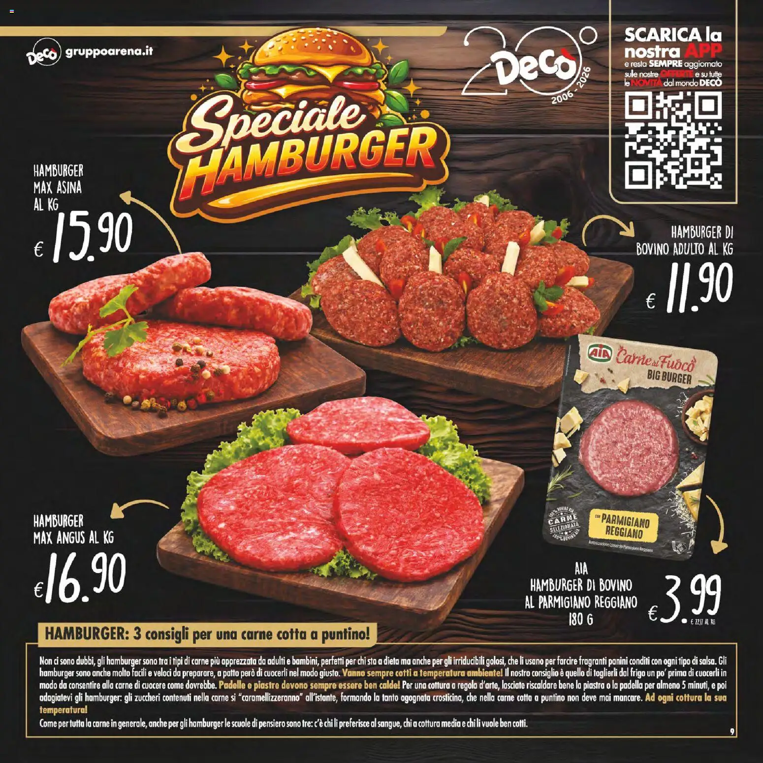 Volantino Decò del 29.05.2026 | Pagina: 9 | Prodotti: Bovino, Parmigiano reggiano, Parmigiano, Hamburger