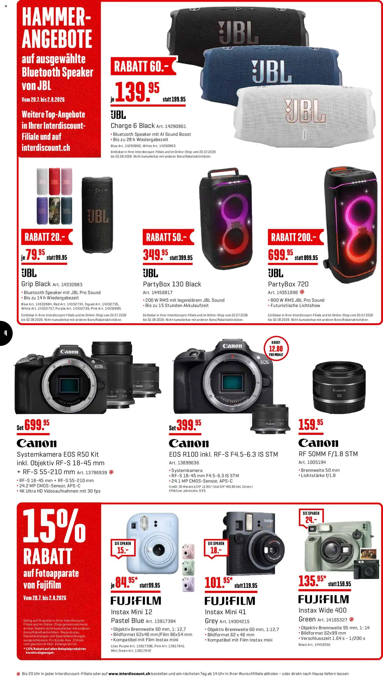 Interdiscount aktionen – gültig ab 20.07.2026 | Seite: 4 | Produkte: Systemkamera, Objektiv