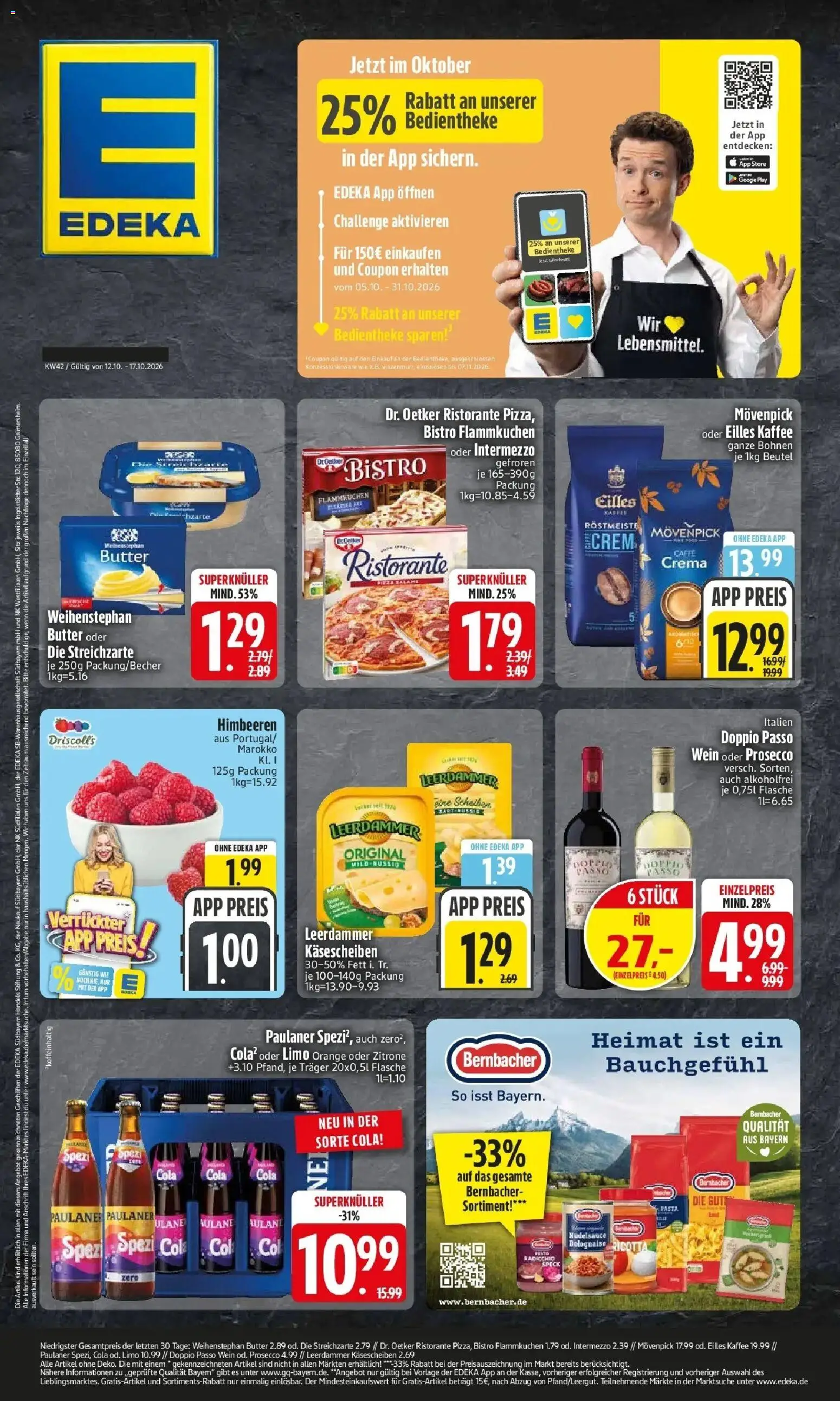 Edeka Prospekt Neusäß-Steppach (ab 12.10.2026) » Angebote Online | Seite: 1 | Produkte: Eilles kaffee, Weihenstephan butter, Zitrone, Paulaner