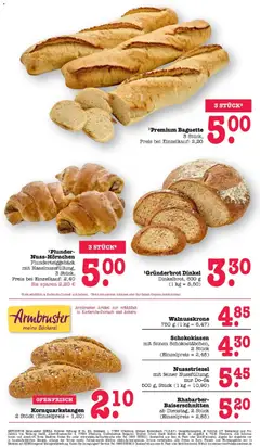 Premium Baguette, 3 Stück ab 27.04.2026 gültig | Seite: 36 | Produkte: Bäckerei, Baguette, Rhabarber, Fleisch
