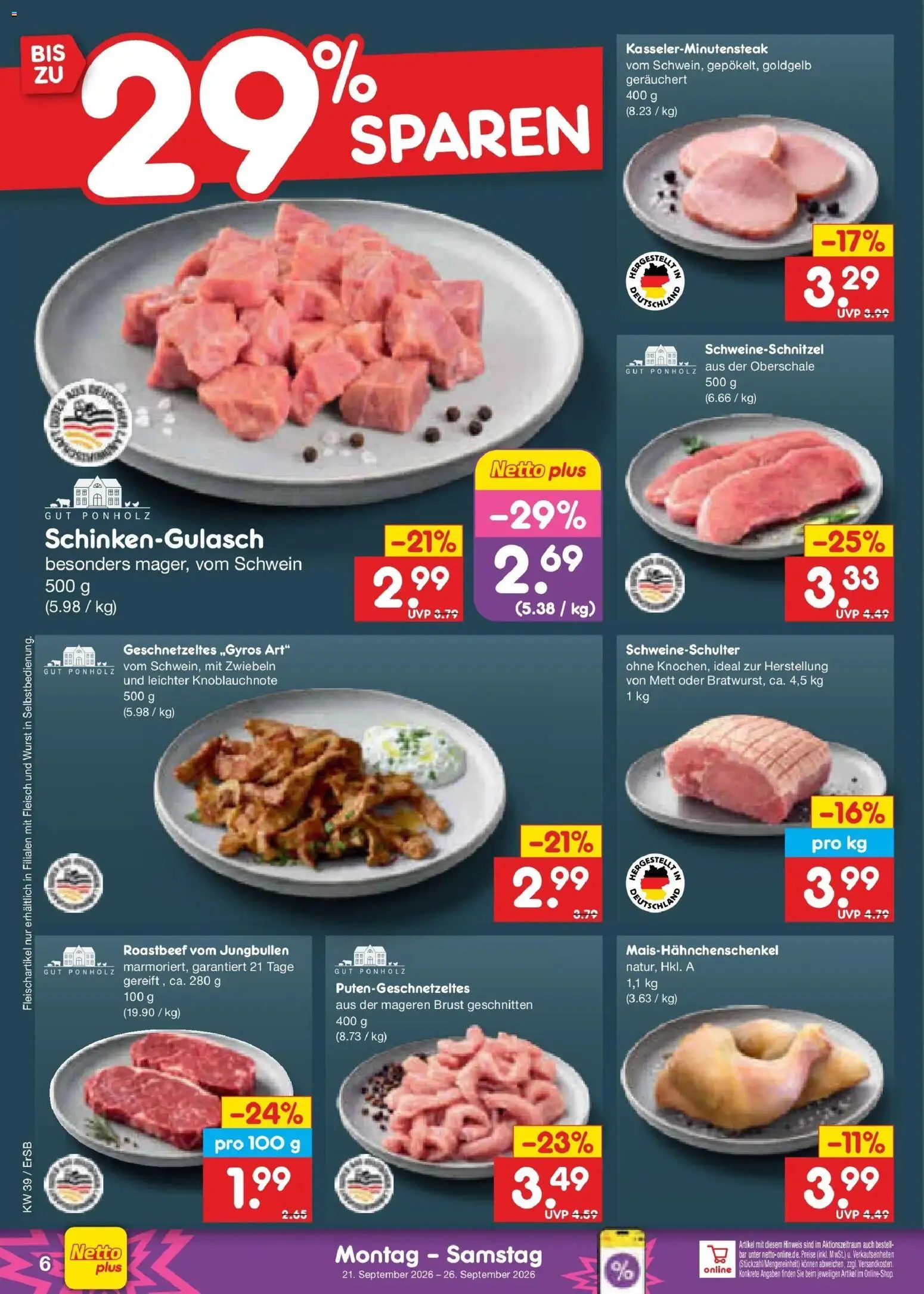 Netto Marken-Discount Prospekt Naumburg – gültig ab 21.09.2026 | Seite: 10 | Produkte: Roastbeef, Zwiebeln, Wurst, Fleisch