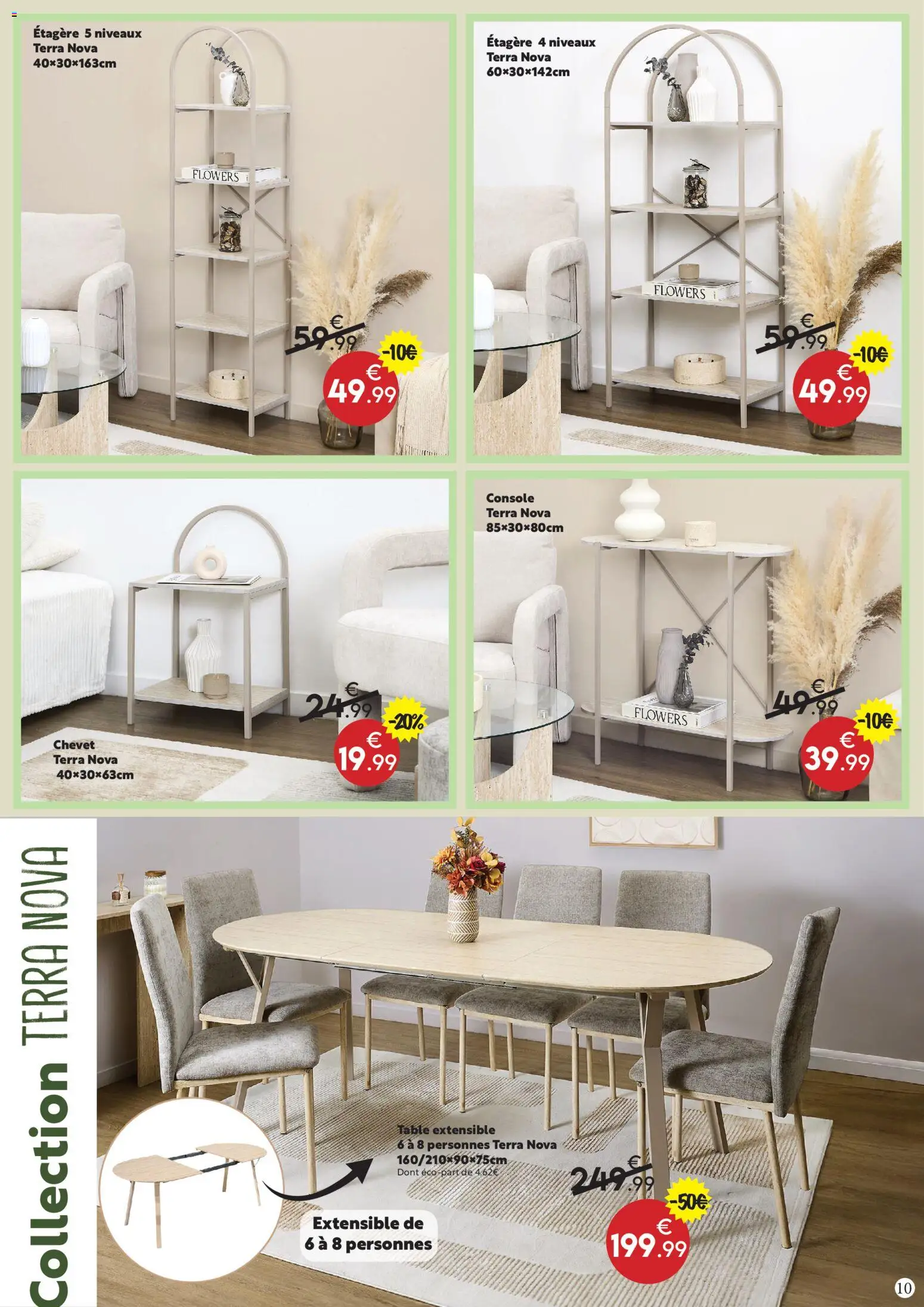{H1} | Page: 10 | Produits: Table extensible, Étagère, Table