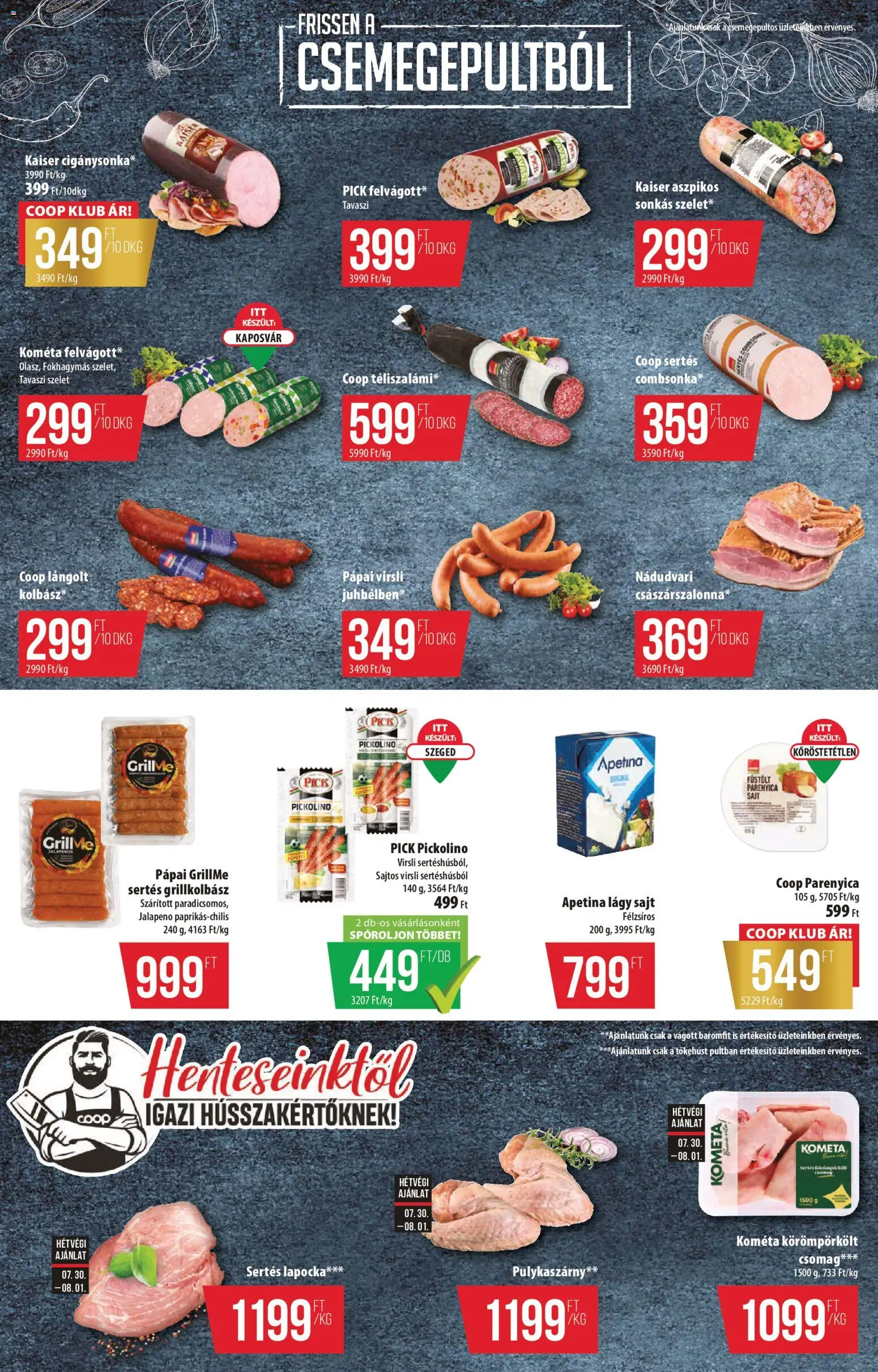 COOP akciós ujság - amely érvényes a következő dátumtól: 2026.07.30. | Oldal: 2 | Termékek: Grillkolbász, Sertés lapocka, Parenyica, Parenyica sajt