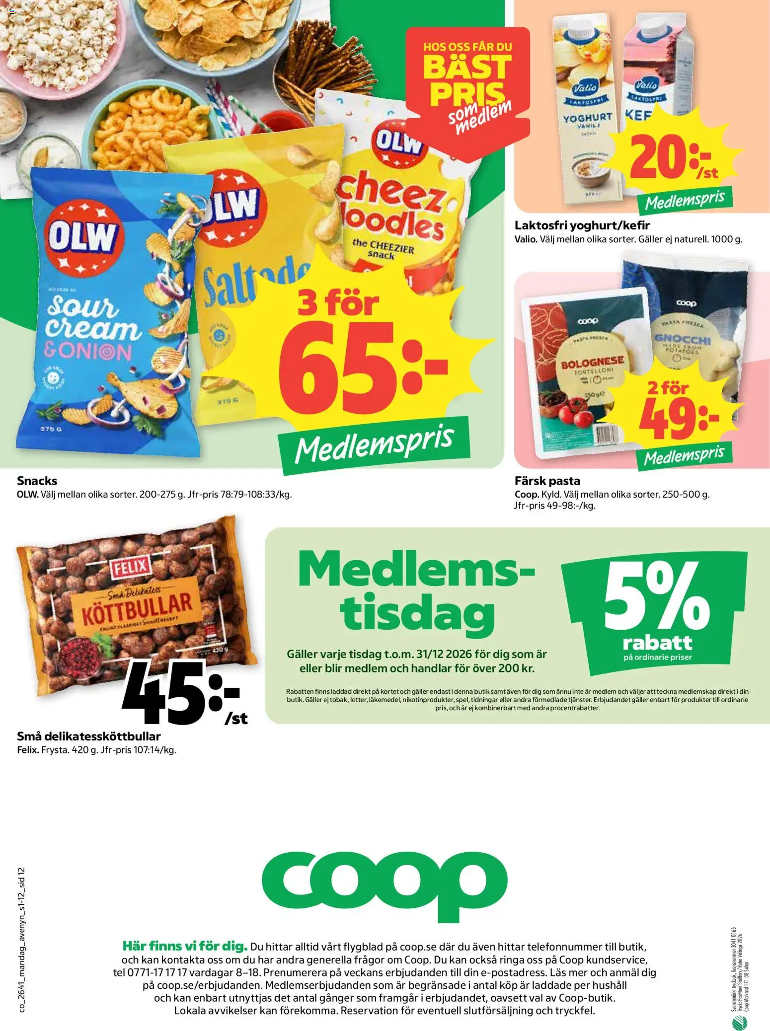 Coop reklamblad aktuell från 05/10/2026 | Sida: 12 | Produkter: Vanilj, Snacks, Pasta, Gnocchi