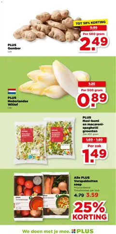 PLUS Nasi-bami en macaroni-spaghetti groenten, Nasi-bami and macaroni-spaghetti vegetables, 450 g per zak - Voorbeeld van een folder van Plus, geldig van 13.05.2026 | Pagina: 5 | Producten: Macaroni, Zak, Groenten, Gember