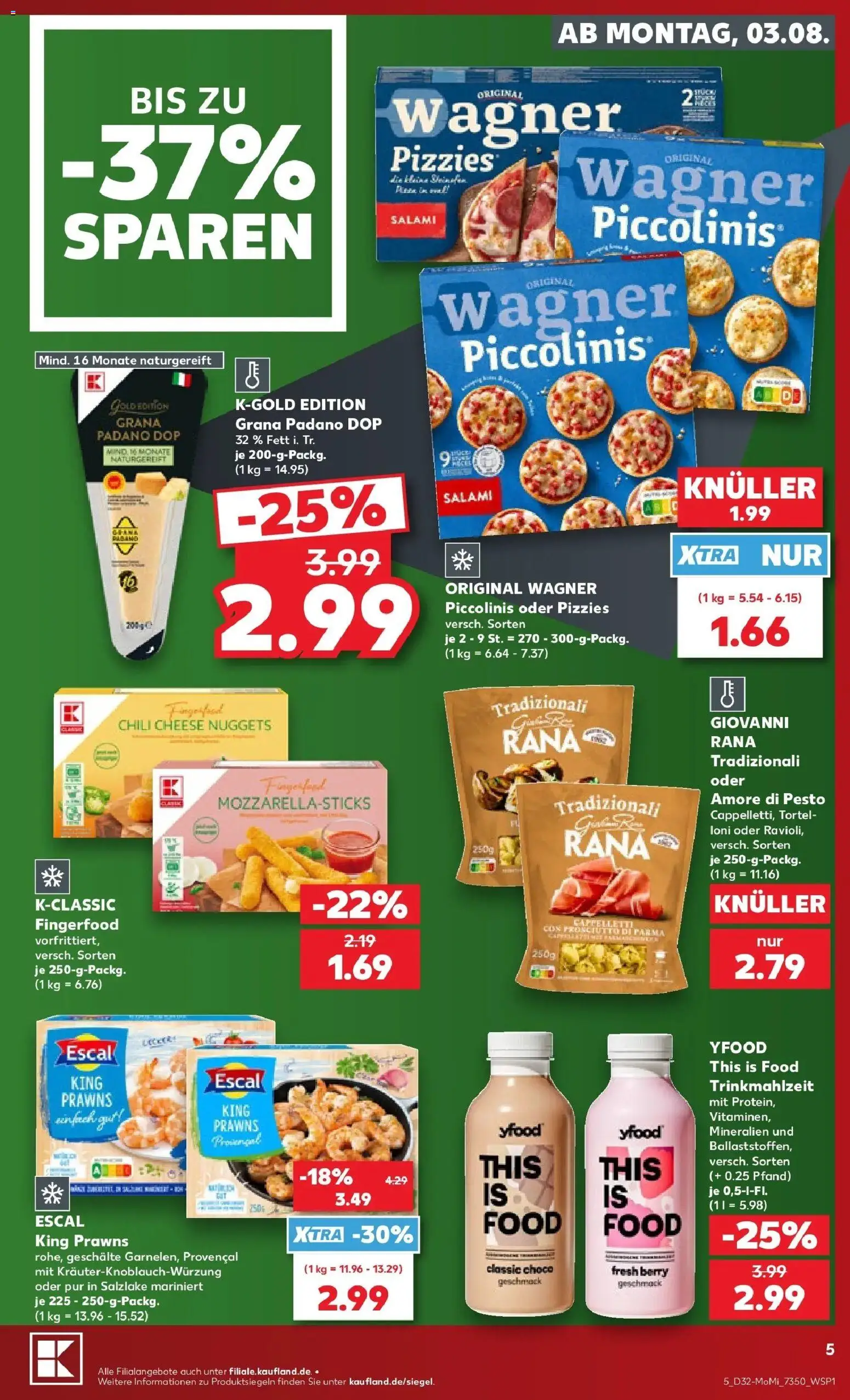 Kaufland Prospekt Finsterwalde – gültig ab 03.08.2026 | Seite: 5 | Produkte: YFood, Chili, Piccolinis, Salami
