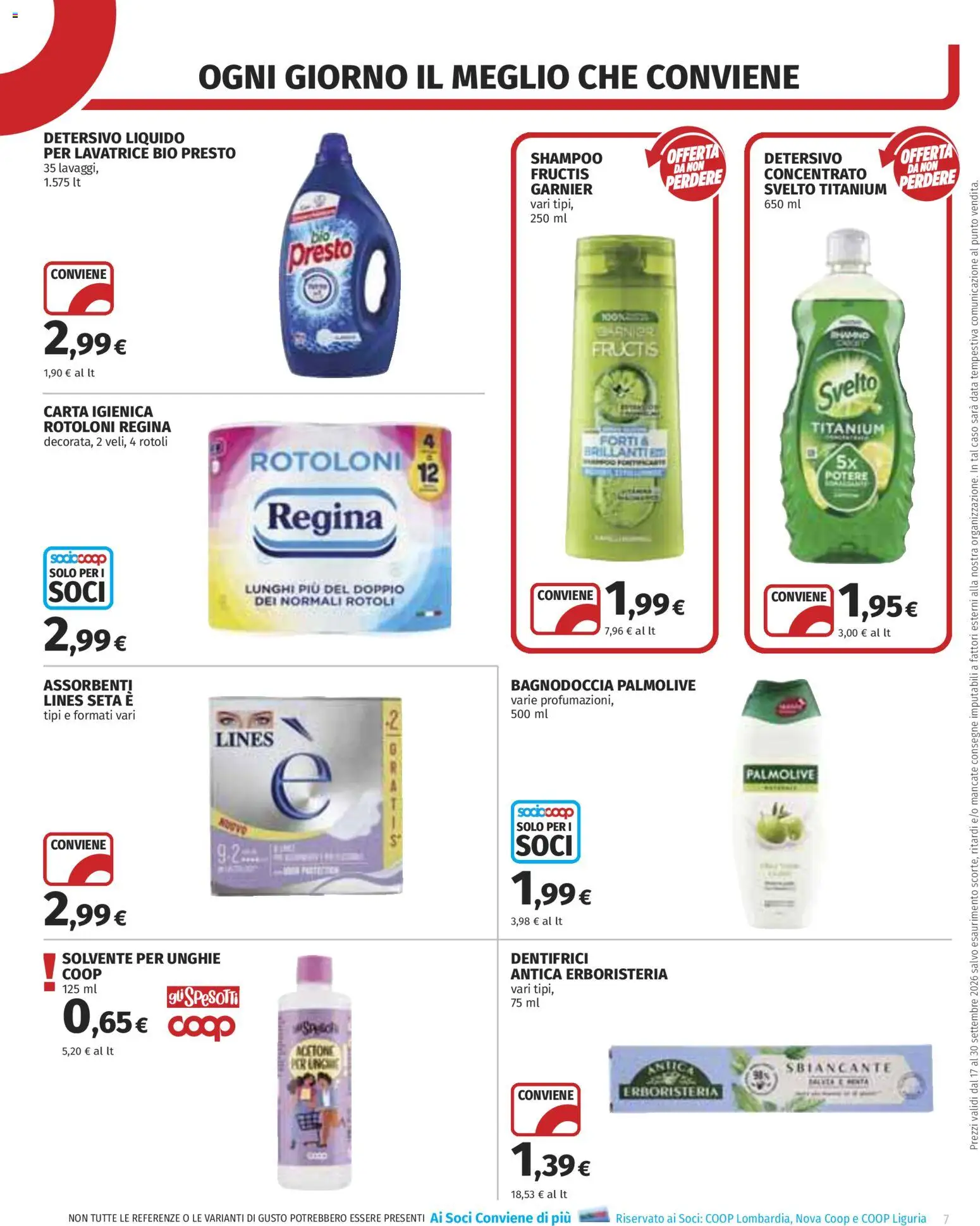 Volantino COOP del 17/09/2026 | Pagina: 7 | Prodotti: Shampoo, Carta igienica, Data, Assorbenti