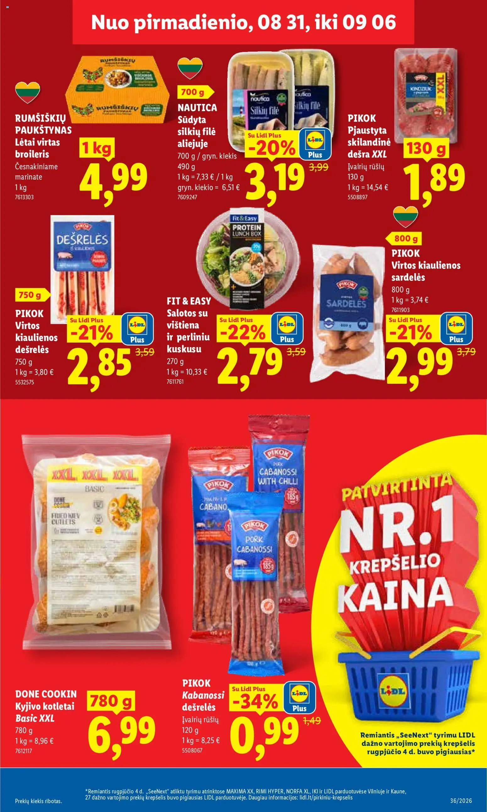 LIDL akcijos nuo 2026.08.31 | Puslapis: 9 | Prekių: Salotos, Sardelės, Kiaulienos, Krepšelis