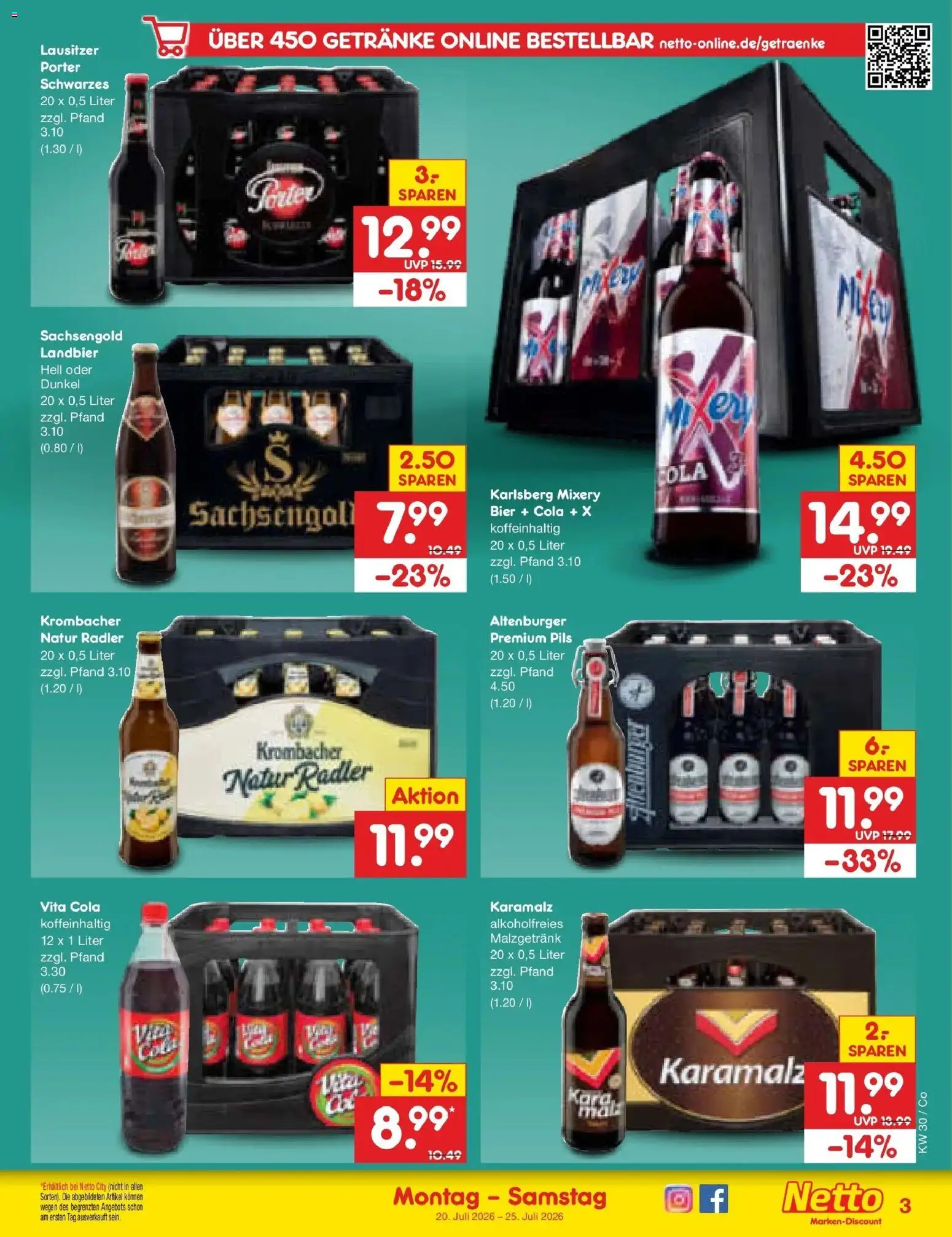 Netto Marken-Discount Prospekt Delitzsch – gültig ab 20.07.2026 | Seite: 57 | Produkte: Bier, Radler, Krombacher, Mixery