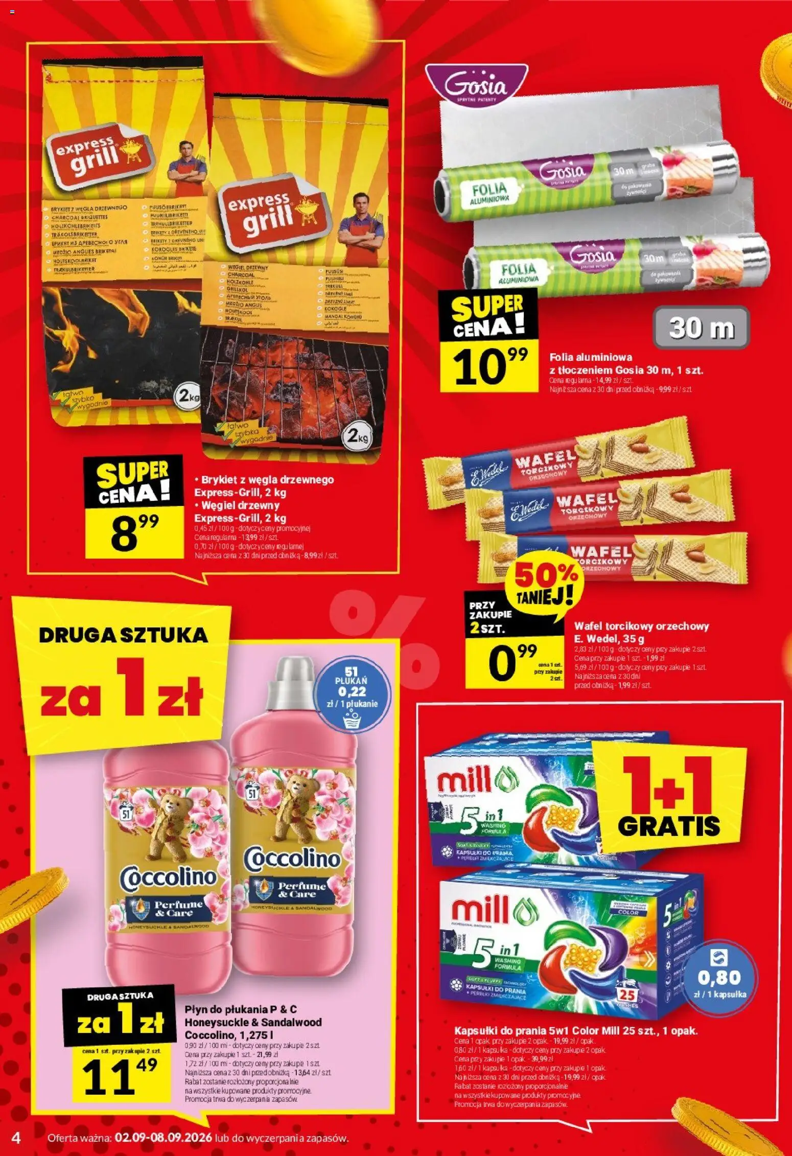 Twój Market gazetka od 02.09.2026 | Strona: 4 | Produkty: Kapsułki, Folia aluminiowa, Coccolino kapsułki, Kapsułki do prania